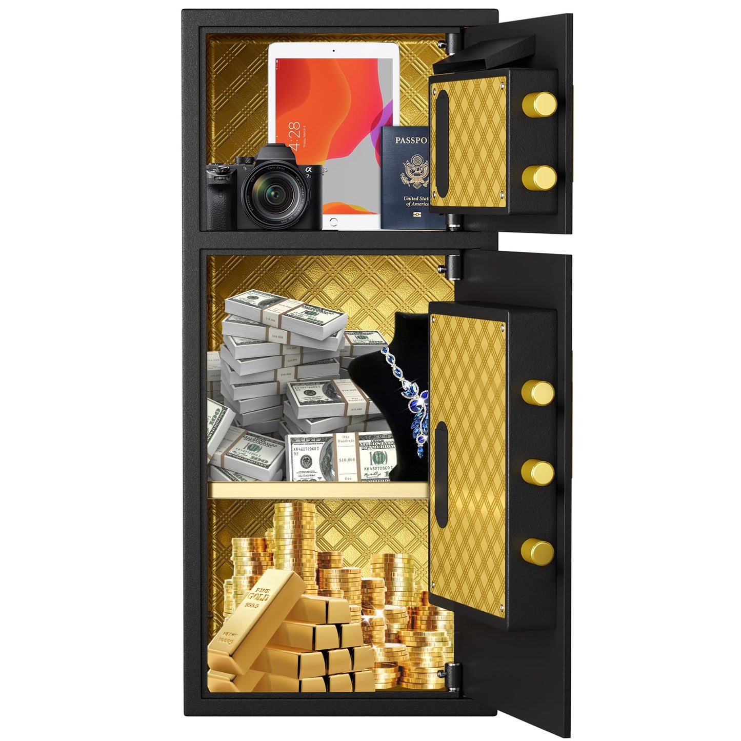Password-Protected Fireproof and Waterproof Safe, Small Home Safe with Hidden Code Function, Wall-Mounted Cabinet-Style Safe for Home, Office, and Hotel, Digital Security Safe Box,A3