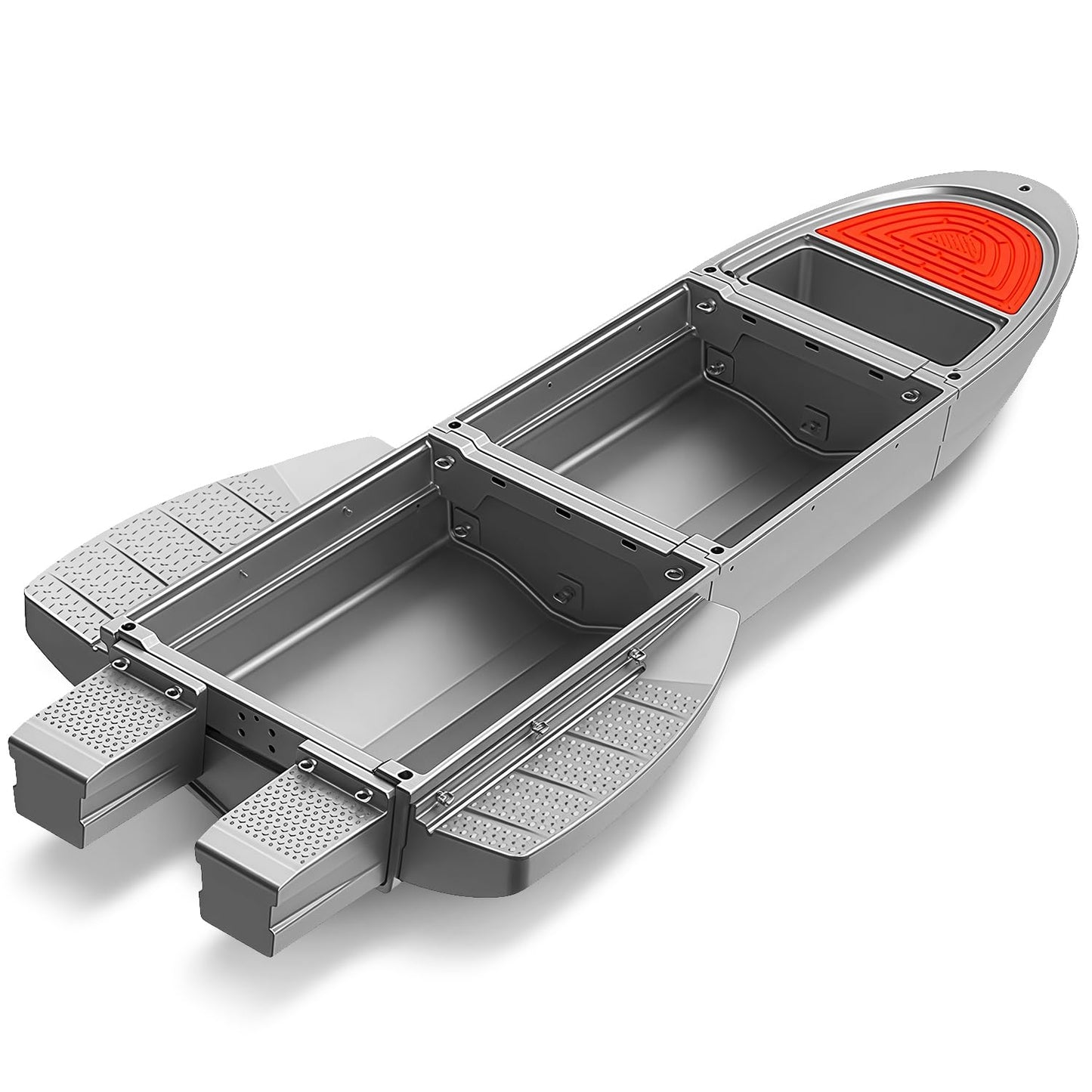 Fishing Boat, Folding Jon Boat with 3 Collapsible Modular Fishing Kayak and 2 Side&Tail Pontoons, Multipurpose Kayak Canoe, Up to 800lbs Buoyancy Suitable for 5-7 Person-Grey.