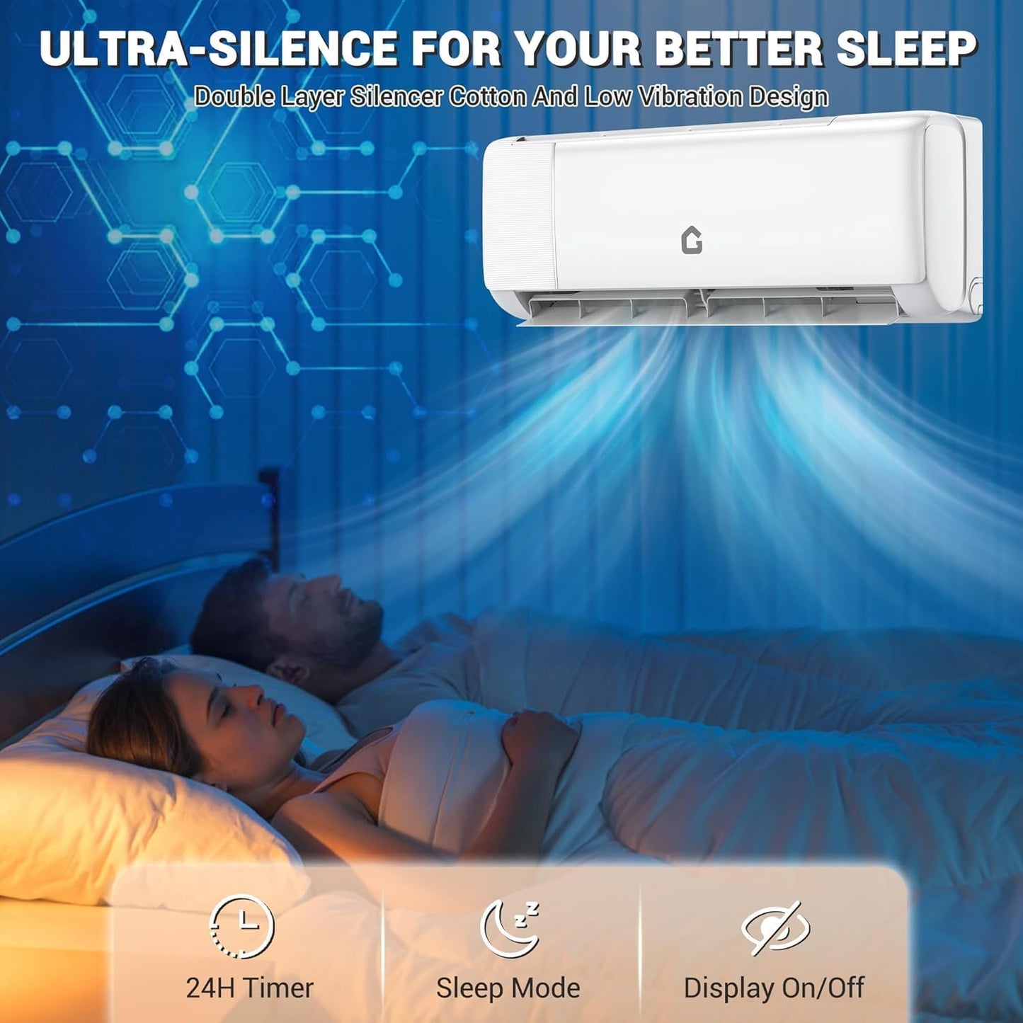 9,000 BTU Mini Split Air Conditioners, AC/Heating System, 20 SEER2, Quiet Operation, 230V WIFI Enabled Energy Efficient Mini Split Unit, Heat Pump & Installation Kits for Rooms Up to 450 Sq.ft