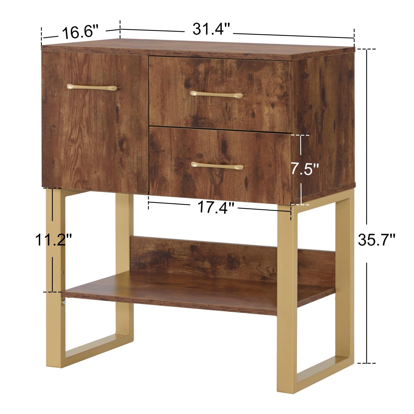 BarberPub Styling Barber Station, Wall Mount Storage Cabinet, Salon Equipment for Hair Stylist, Spa Beauty Makeup Organizer, 31.4"(L) x 16.54"(W) x 35.71"(H) 3185 (Rustic Brown)
