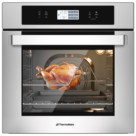 ThermoMate 24 Inch Electric Wall Oven, ETL Certified, 2.6 Cu.Ft. Convection Ovens with 12 Functions, 3D Heating, 3100W, Sensor Touch Control, Safety Lock, Stainless Steel