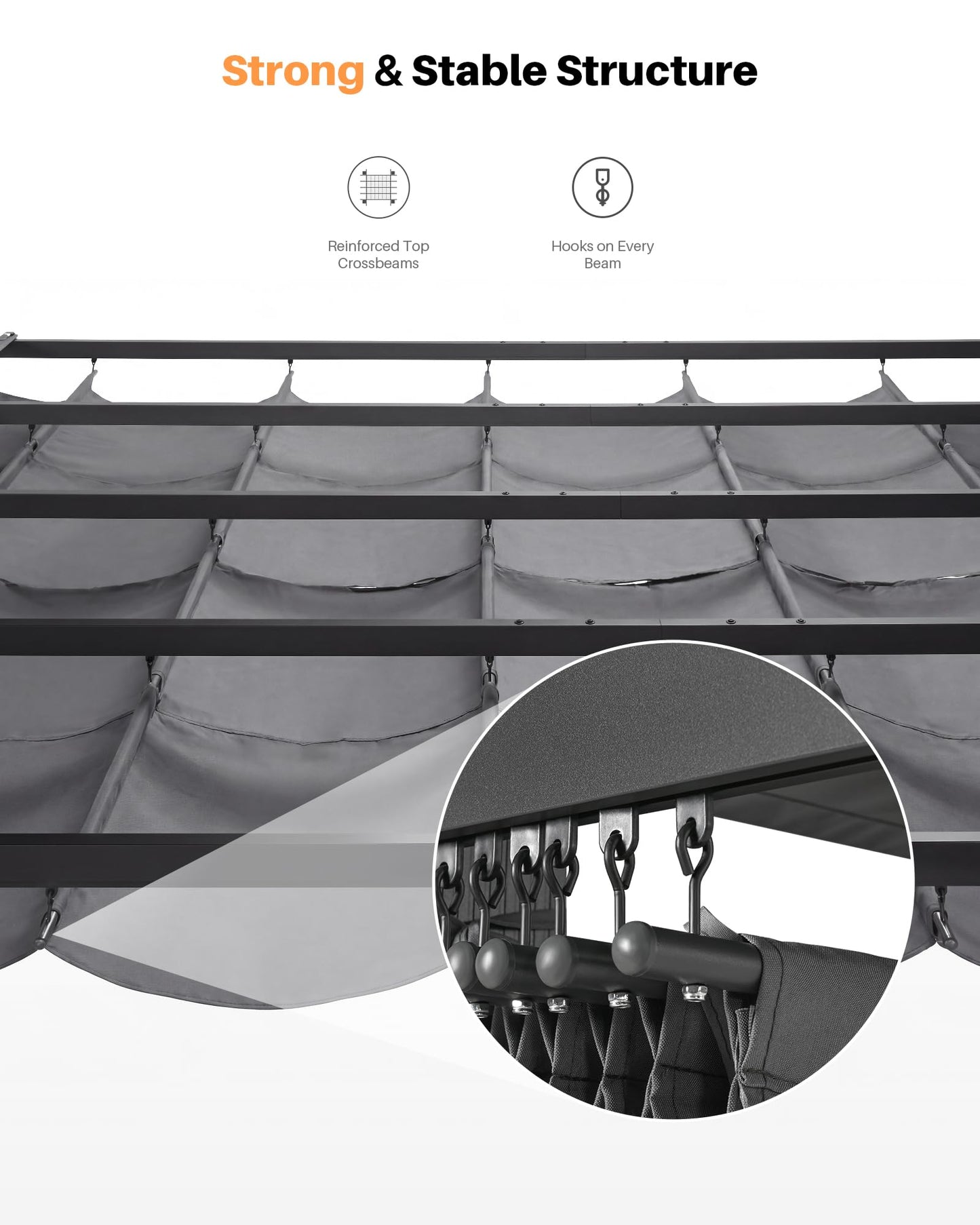SEEHILL 10' X 13' Outdoor Retractable Pergola Canopy, Patio Pergola with Sun Shade Canopy, Aluminum Pergola Gazebo Modern Yard Grape Trellis Pergola Patio Metal Shelter for Garden Decks Porch, Grey
