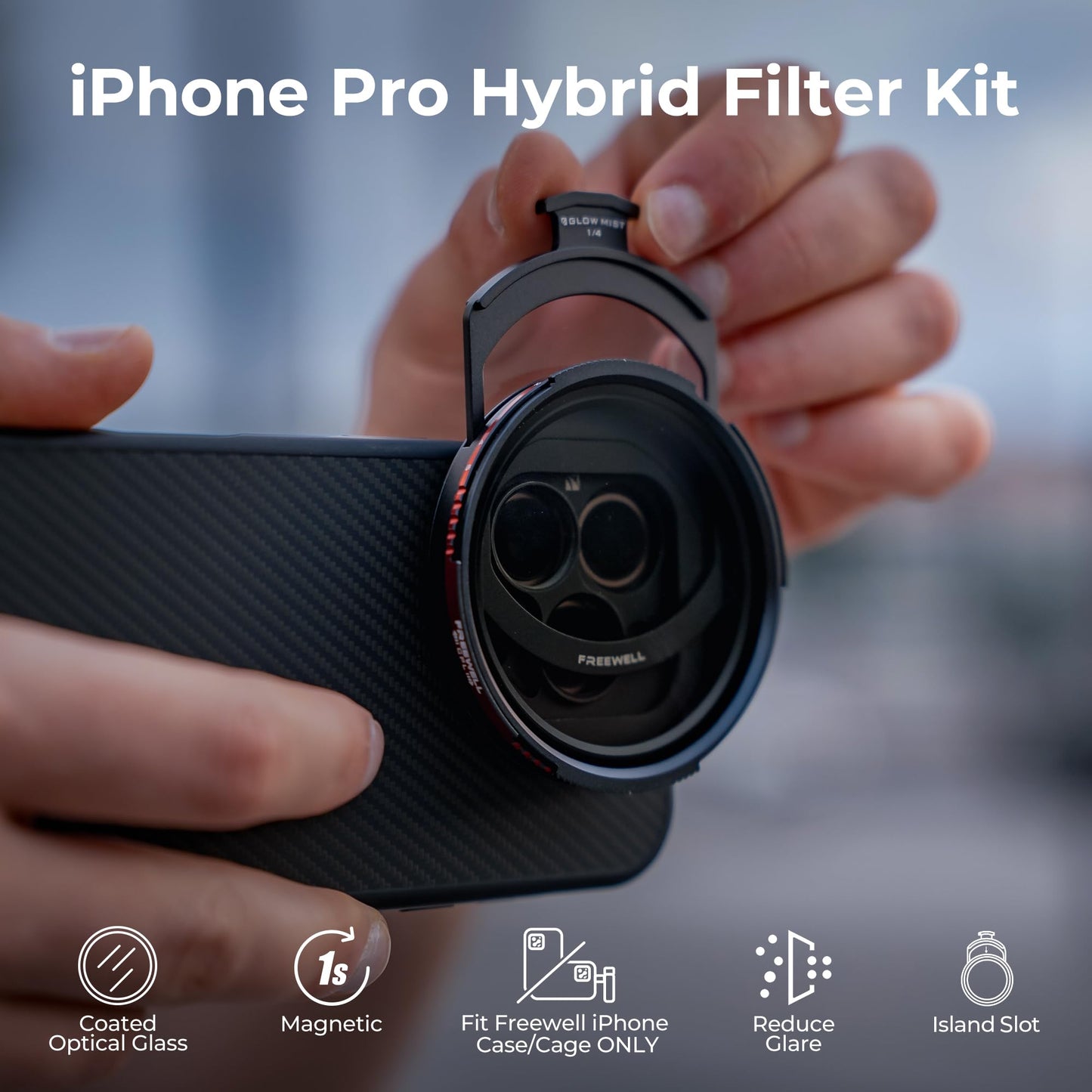 Freewell Pro Hybrid Magnetic Filter 1 to 10 Stop Variable ND/CPL with ND32, Soft Gradient 1.2, Black Glow Mist Compatible with Freewell iPhone Case & Cage