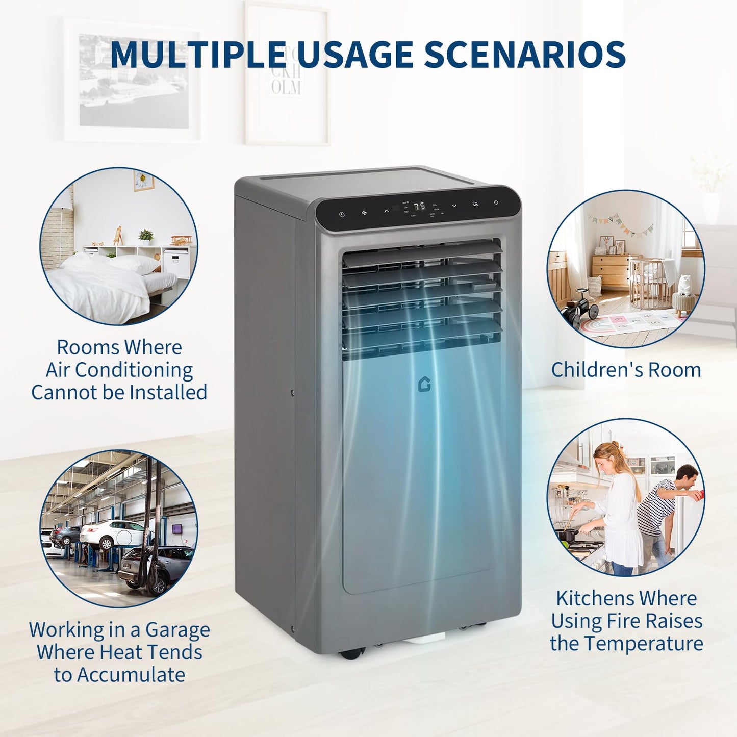2025 New Model Portable Air Conditioner, 8000 BTU Air Conditioner Cool Up to 350 Sq.Ft, 3-in-1 AC Unit, Dehumidifier, Fan, Window Installation Kit & Remote Control,LED Display,24Hrs Timer for Home