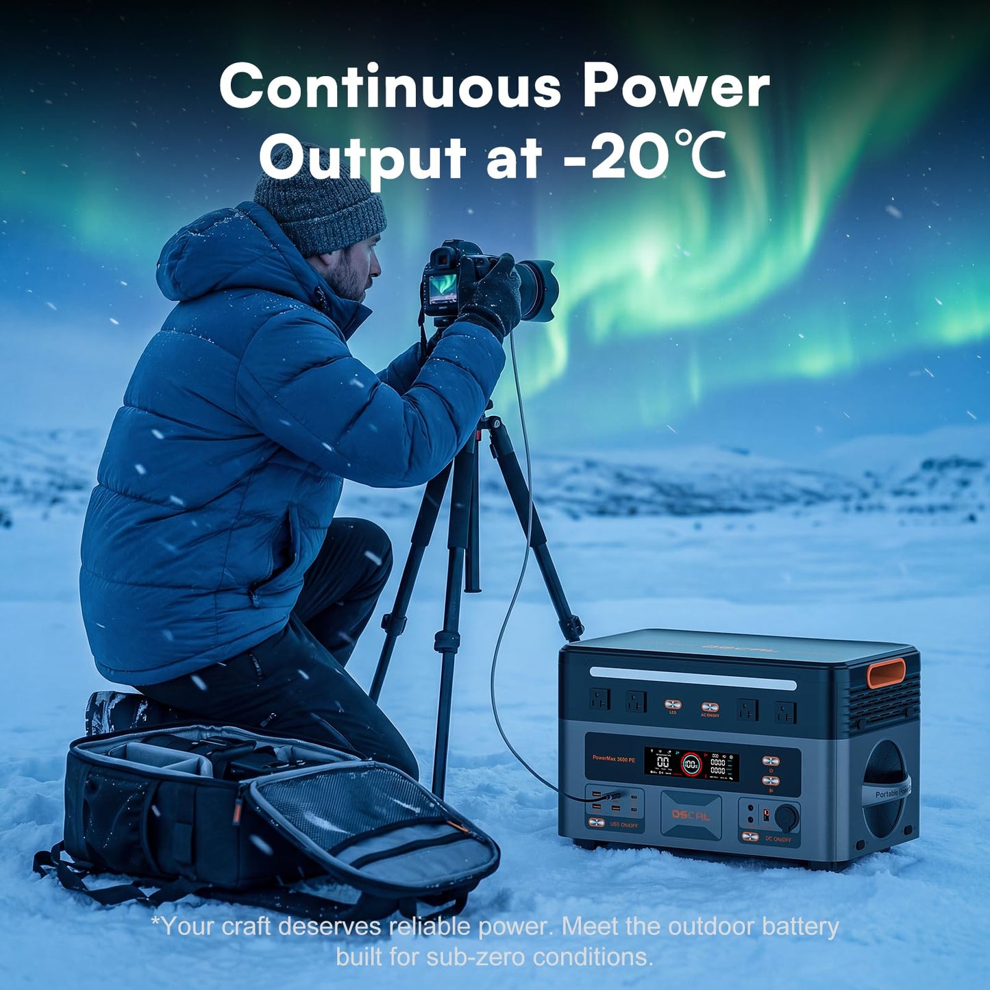OSCAL 3600W Portable Power Station, 2016Wh LiFePO4 Battery, 3600W(Peak 7200W) Solar Generator, 90 Min Fast Charge, 14 Ports, LED Light, Home Backup, RV, Camping & Outdoor, Optional Solar Panel