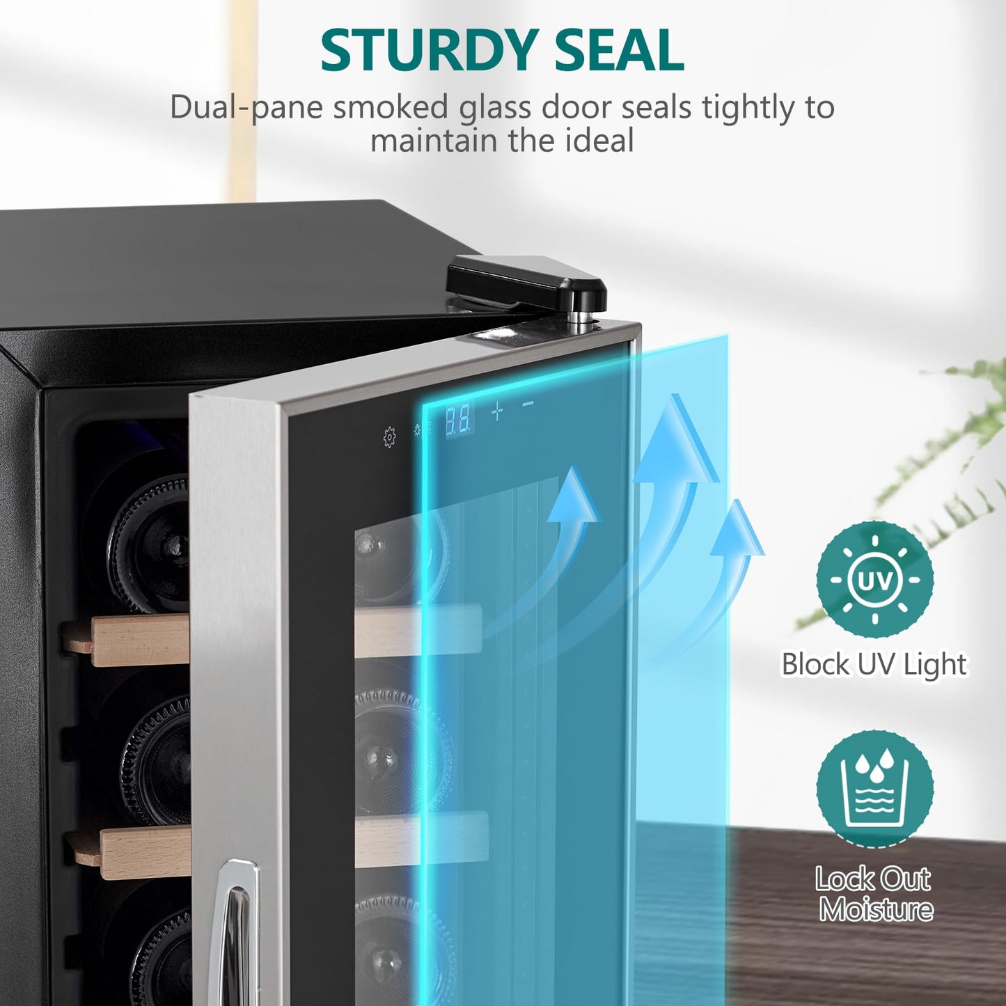 PeacefulHues 18 Bottle Wine Cooler Refrigerator, Freestanding Compressor Wine Fridge Cabinet with Adjustable Wooden Shelves, Digital Temp Control, Quiet Wine Chiller for Home Bar Wine Storage