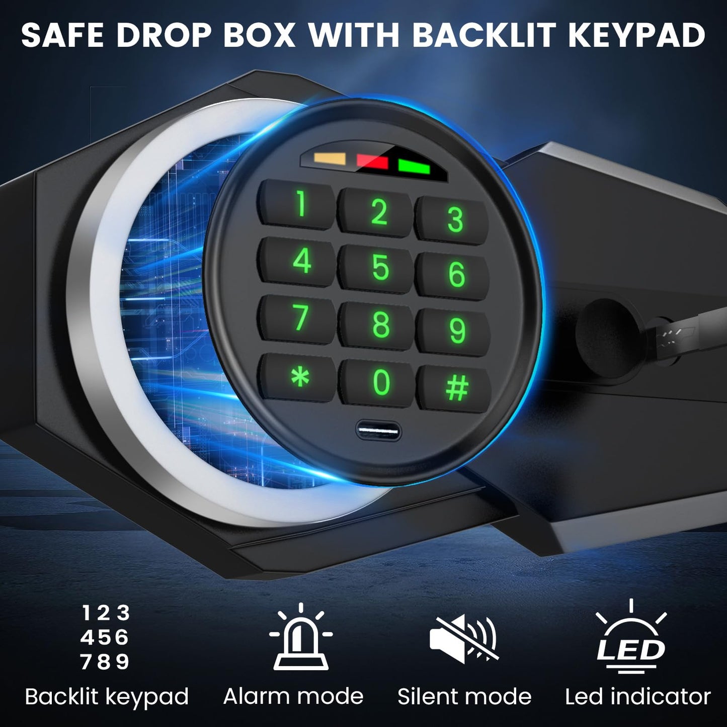 6.0 Cu ft Large Safe with Drop Slot, Anti-Theft Drop Safe Box with Quick Place Slot, Digital Keypad, Spare Keys&Smart Alarm, Heavy-duty Depository Drop Safes for Cash Business Retail Mail Church Home