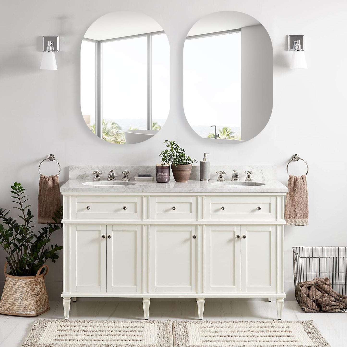 HESONTH 20x30 Inch Oval Frameless Mirror Cabinet,Bathroom Medicine Cabinet with Frameless Mirror, Wall Mounted Cabinet for Bathroom Toilet Kitchen,Recess or Surface Mount Installation