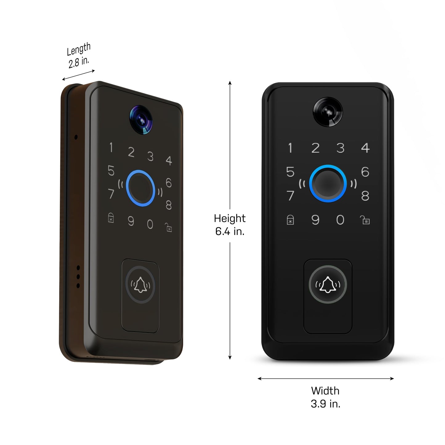 Feit Electric Smart Door Lock with HD Camera Doorbell, 1080p Video, Fingerprint & Keypad Entry, 2-Way Audio, Night Vision, App Control, Auto-Lock, 100 User Codes, USB-C Backup, Matte Black Finish