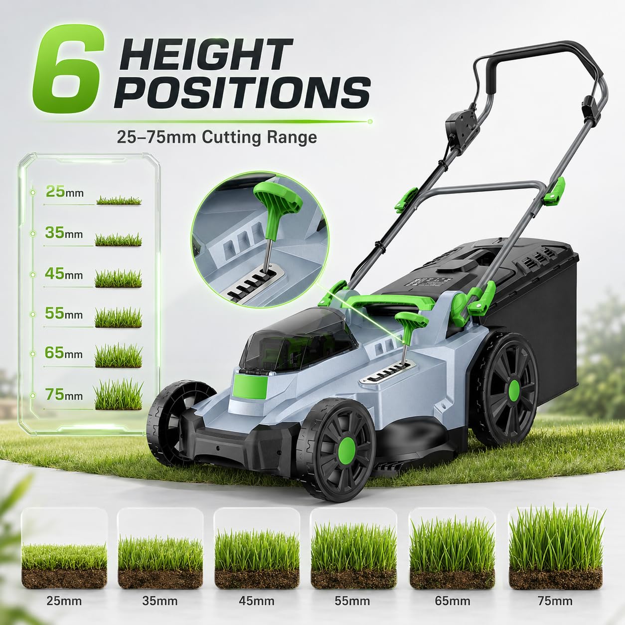40V Cordless Lawn Mower, 17-Inch Walk Behind Lawnmower with 2 x 20V 4.0Ah Battery, Brushless Motor, 6 Cutting Heights, 50L Grass Bag, for Garden/Patio/Yard/Lawn