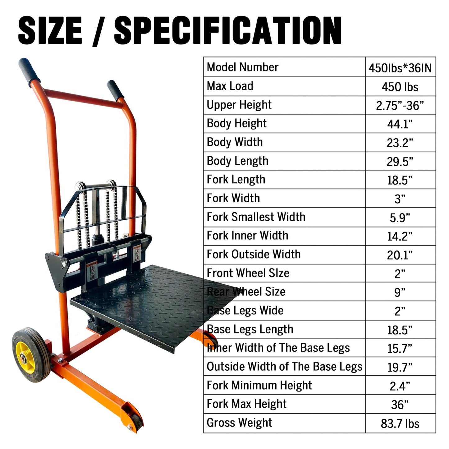 Hydraulic Material Lift Winch Stacker,440 Lbs Pallet Truck Dolly,Lift Table,Compact & Portable Hydraulic Winch for Construction,Warehousing,and DIY Projects