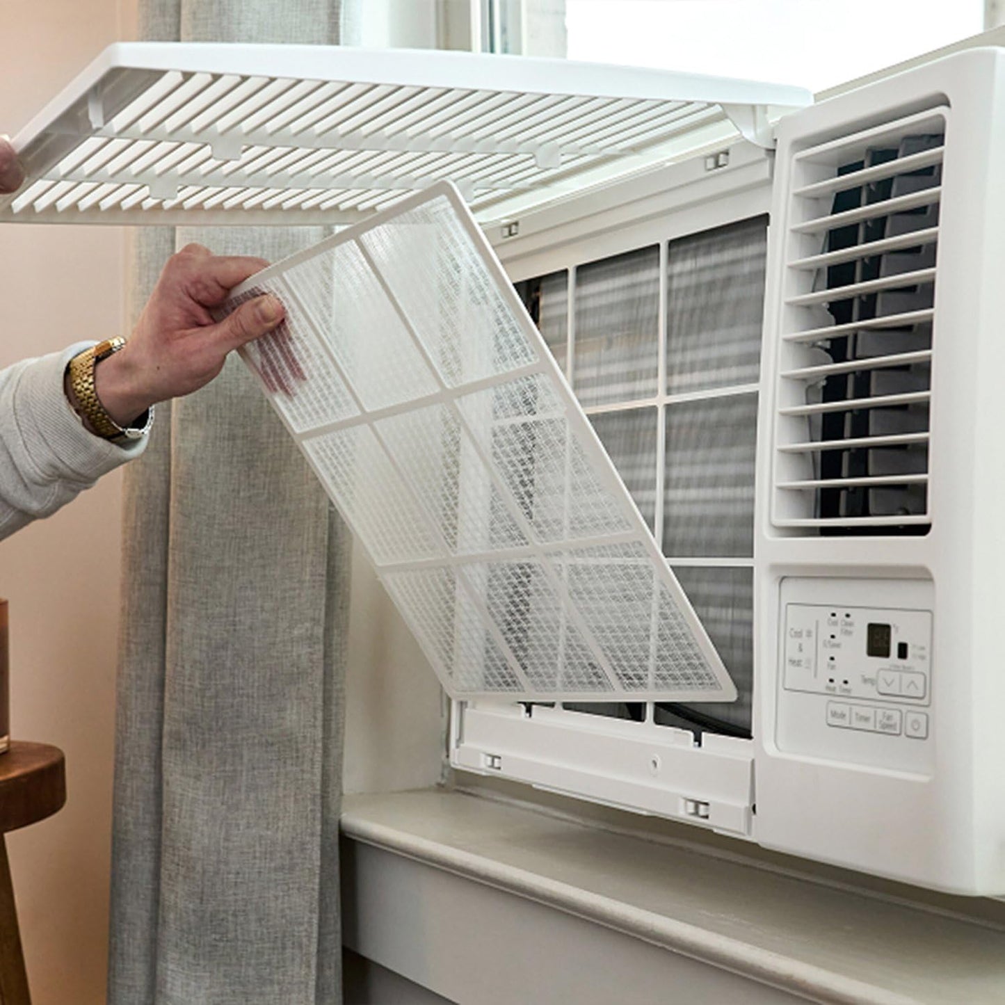 LG 12,200 BTU Window Air Conditioner with Supplemental Heat, 230/208V, Cools 570 Sq.Ft. (19' x 30' Room Size), Electronic Controls with Remote, 2 Cooling, Heating & Fan Speeds, Slide In-Out Chassis