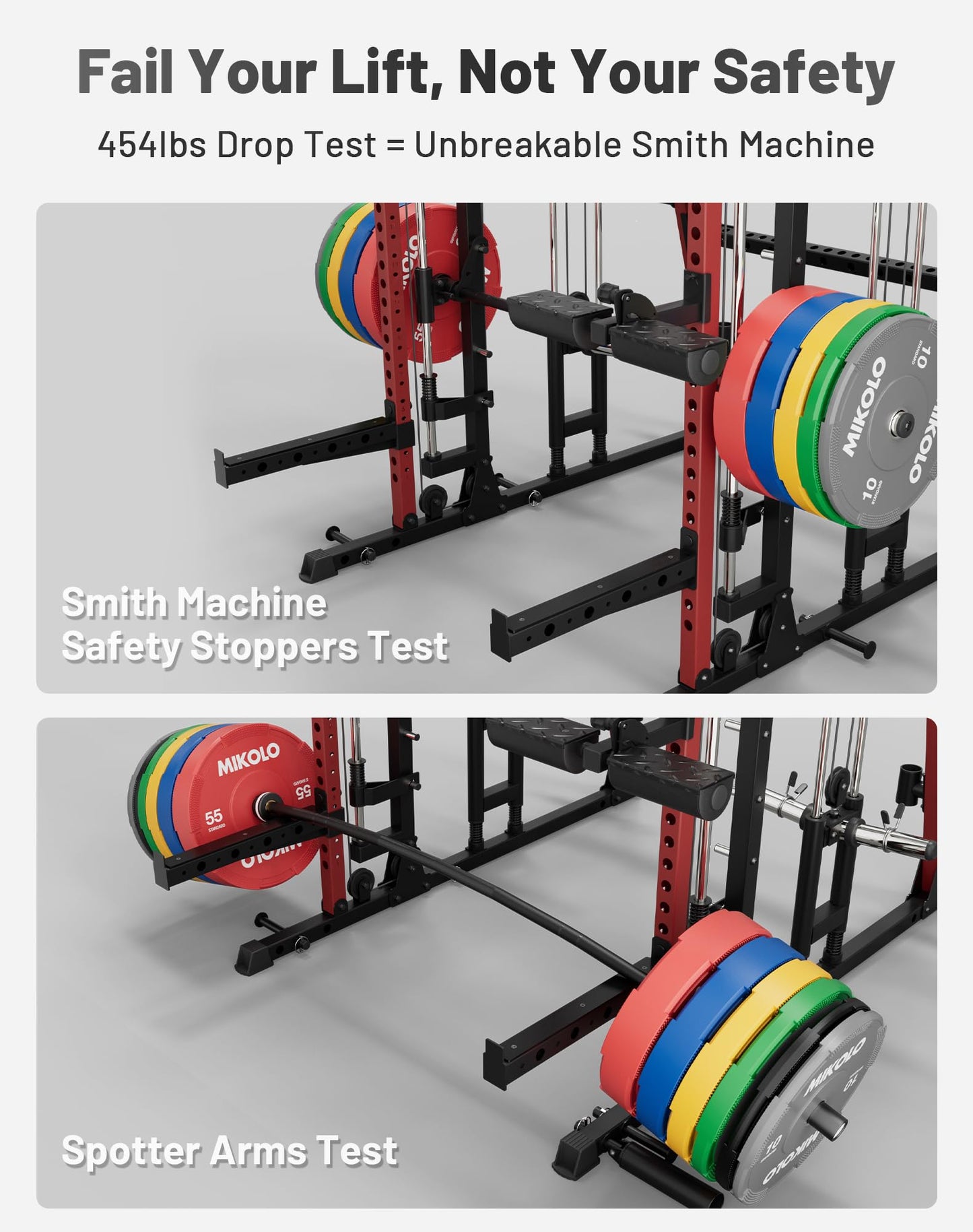 Mikolo Smith Machine, 2200lbs Squat Rack with LAT-Pull Down System & Cable Crossover Machine, Power Rack and Packages (RSL230HPHGP)