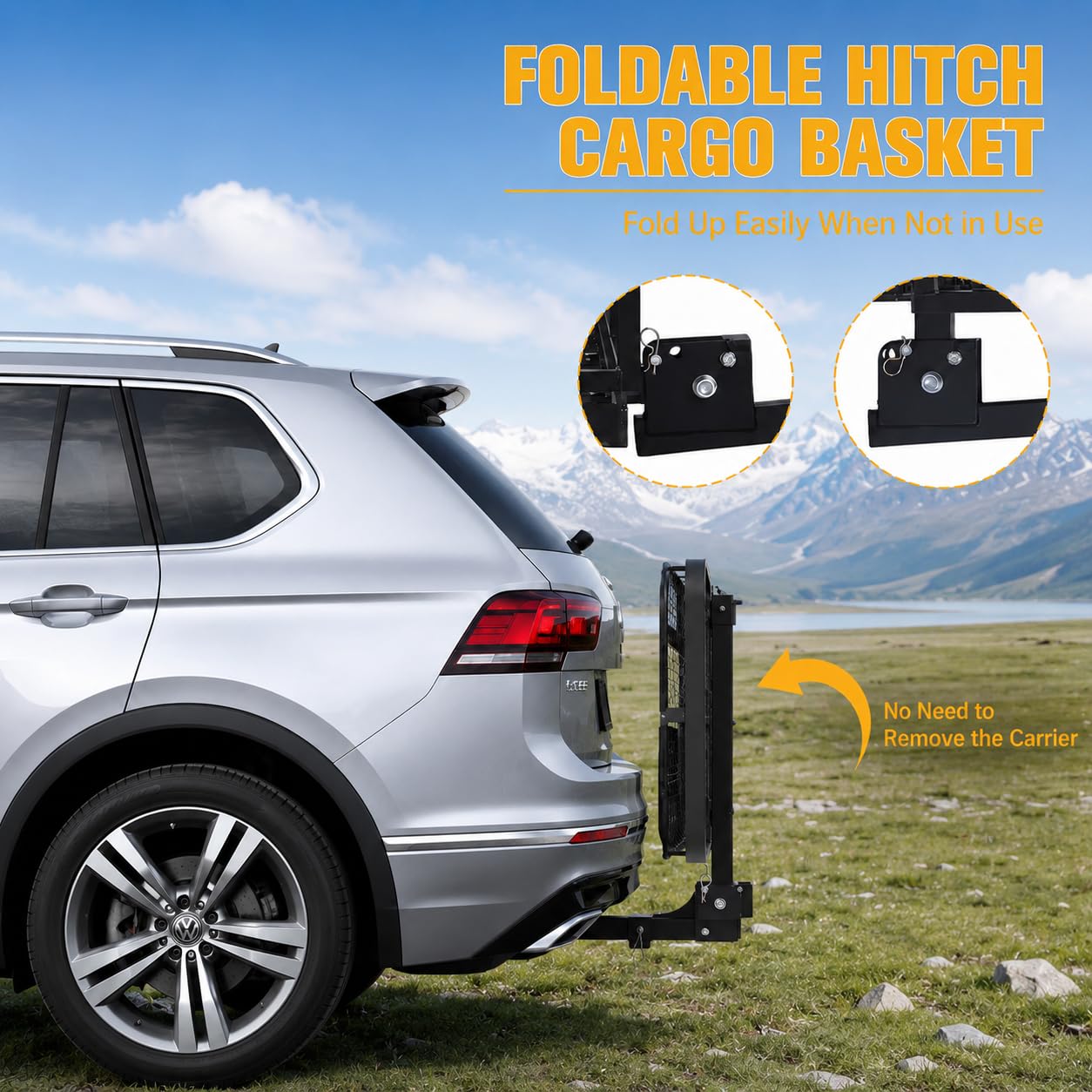 Hitch Cargo Carrier with Waterproof Bag, 60" x 20" x 6" Trailer Hitch Cargo Basket, 500 lbs Capacity Rear Luggage Rack with Cargo Net & Ratchet Straps, Fits 2" Hitch Receiver for SUV, Truck, Pickup