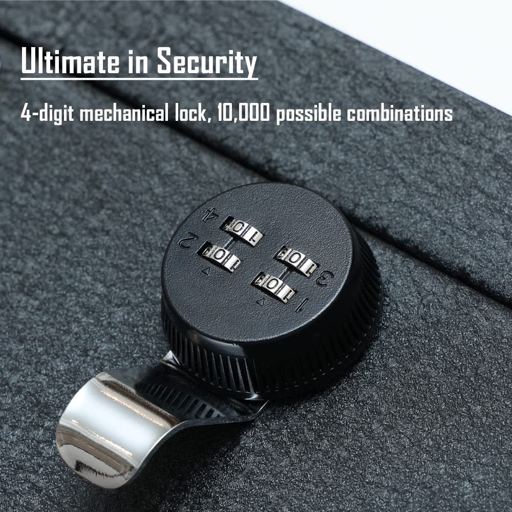 Center Console Gun Safe Vault - WASAI Console Lock Box Compatible with 2013-2018 Dodge Ram 1500/2500/3500 with CD Player with 4-Digit Combo Lock.