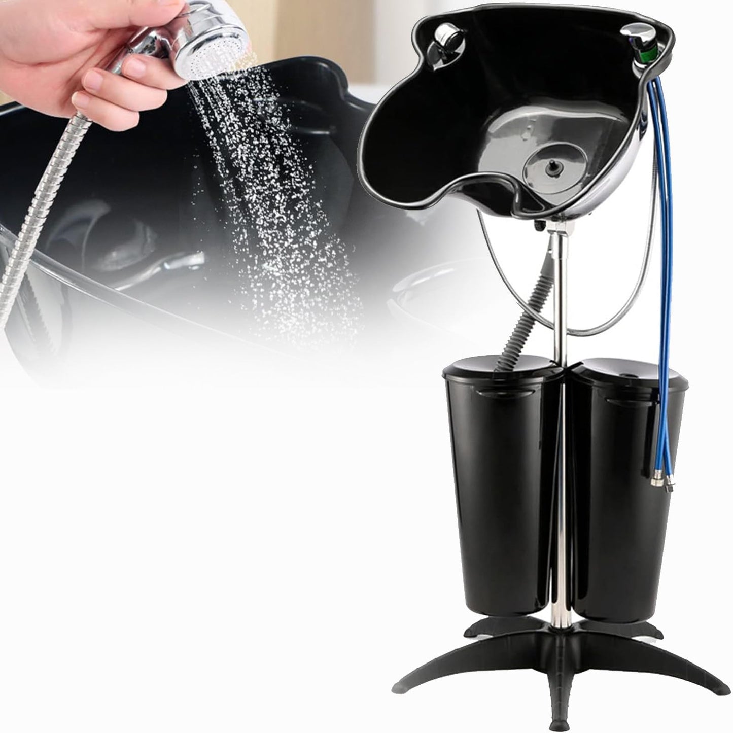 JYXYXSCP Portable Hair Washing Basin,Shampoo Unit,W/Electric Pump, Height Adjustable Beauty Salon Basin with 2 Bucket and Drain Hoses