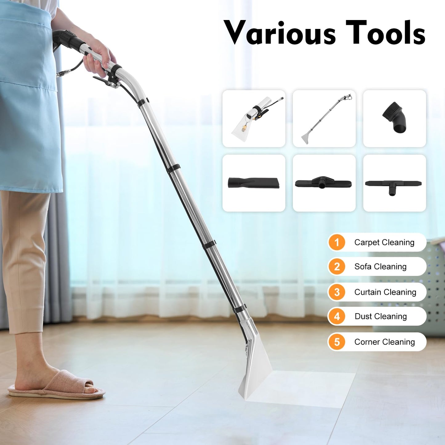 40L/10.56Gal Commercial Carpet Cleaner Machine, 1049W Heavy Duty Spraying Floor Brush Cleaner, Extractor Vacuum Washing Machine, 230mbar Suction, for Floor Couch Sofa Cleaning