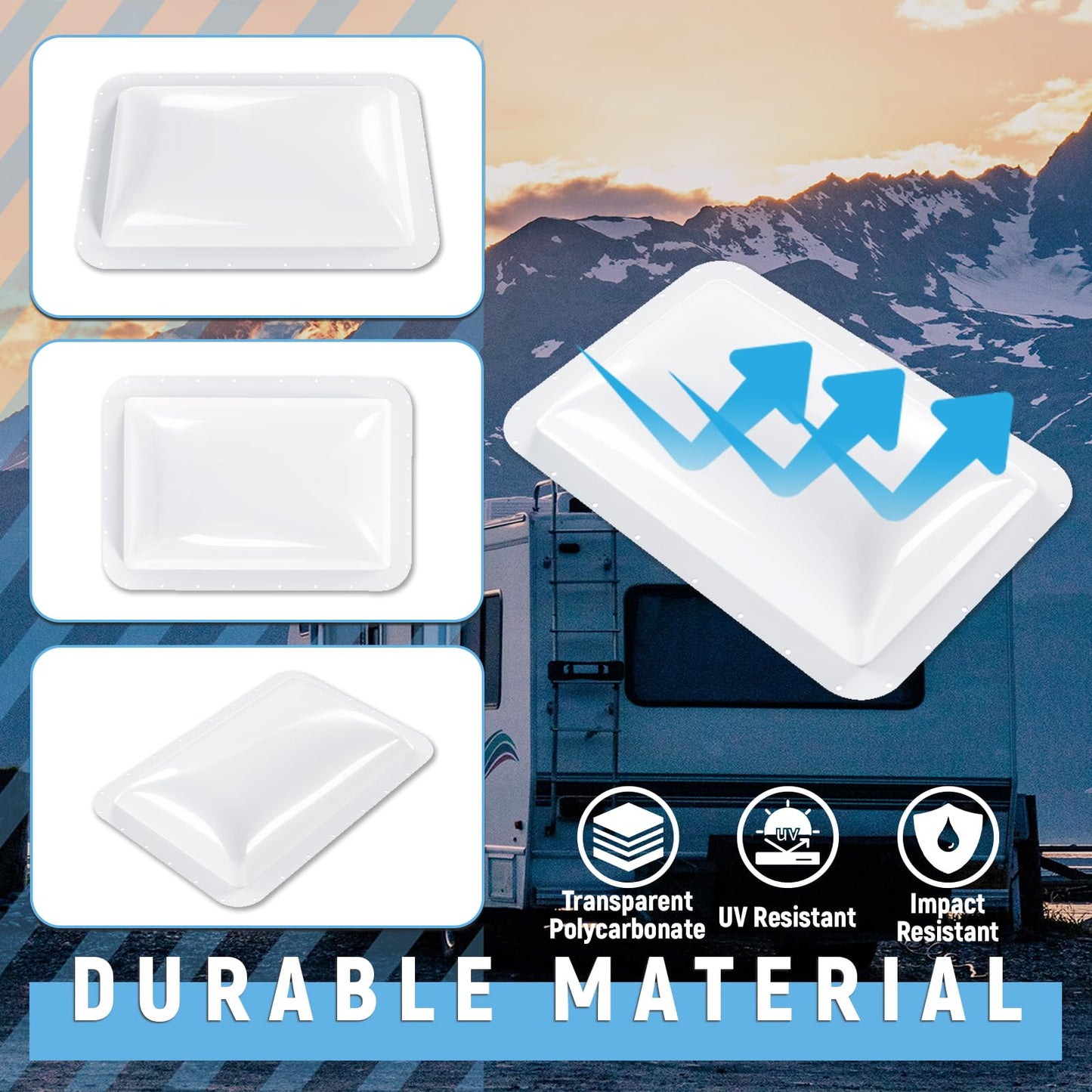 HECASA RV Skylight Replacement - 18in x 26in Polycarbonate Cover for 14in x 22in Openings - White - Model VC-LYAP-737-1