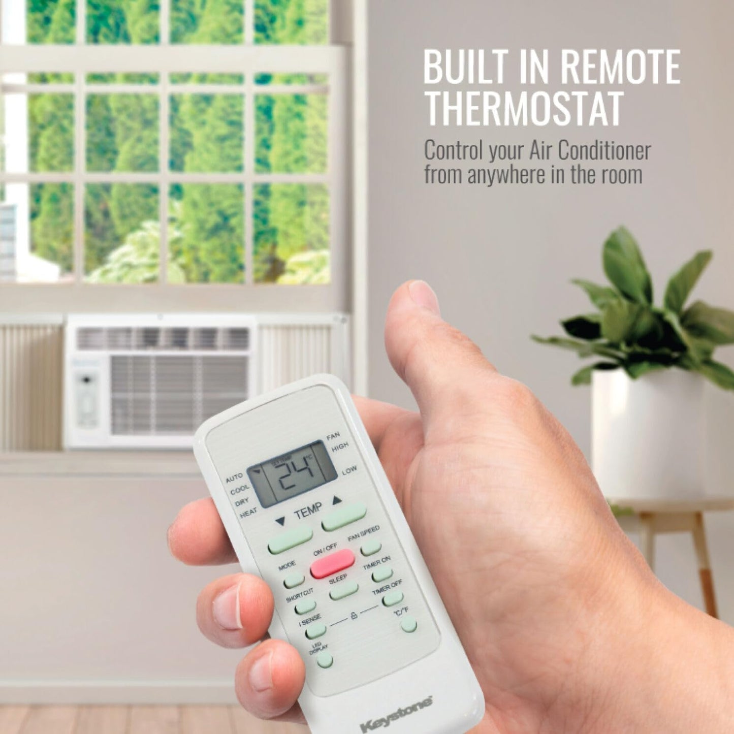 Keystone 5,000 BTU Window Air Conditioner and Dehumidifier, Window AC Units for Apartment, Living Room, Bathroom, and Small Rooms up to 150 Sq. Ft., Quiet Window Air Conditioners with Remote Control