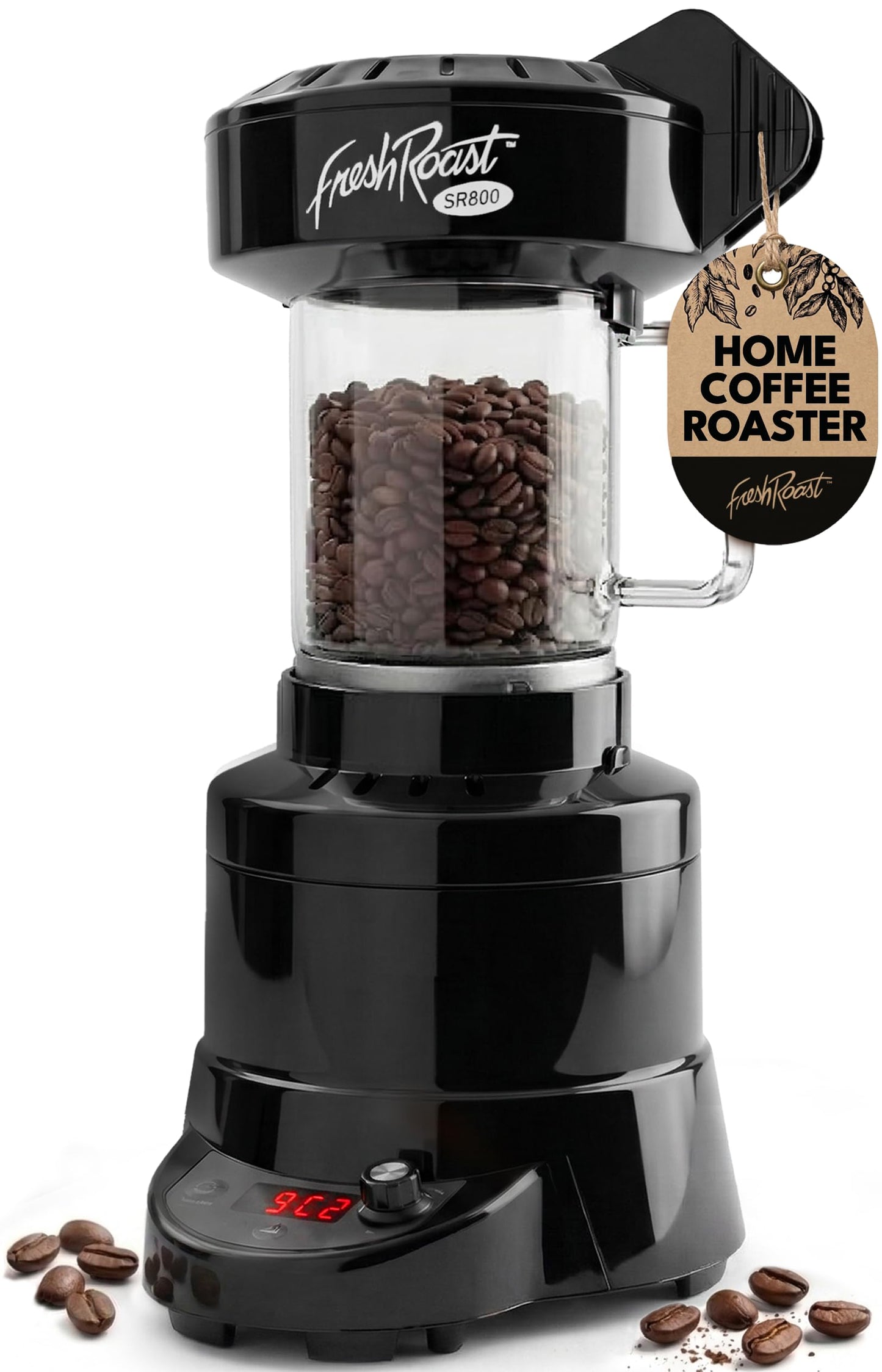 Fresh Roast SR800 Coffee Roaster – Roast Coffee at Home – Variable Heat and Fan Control – Digital Display – Roasts 6–8 oz (170–226g) Per Batch – Easy to Use – Fast Roast Time