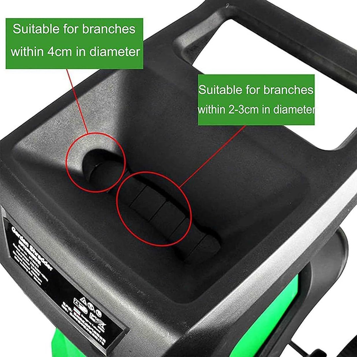 Nuxyyds 2400W Electric Garden Shredder, Wood Chipper Garden Mulcher for Leaves and Branches with 50L Collection Bag & Wheels, Max Diameter 40mm, for Yard Cleanup, Composting Green
