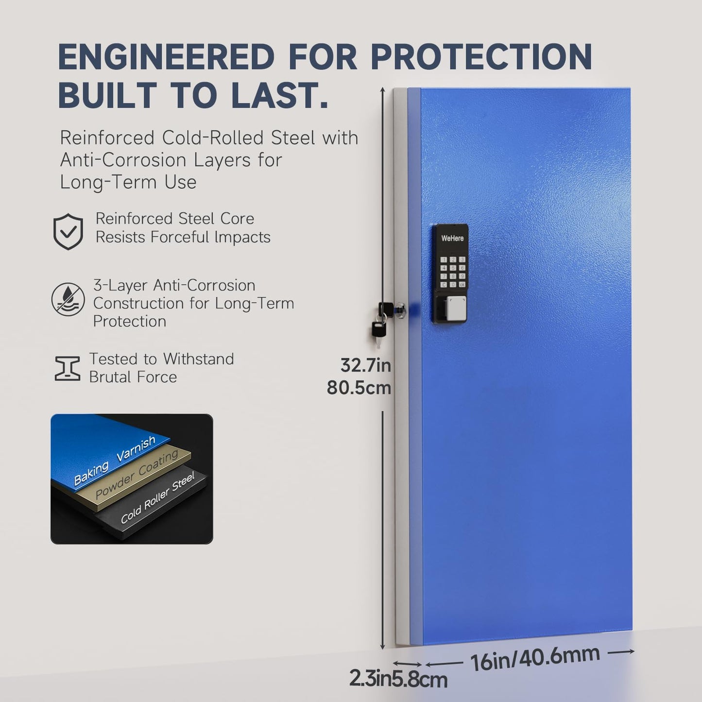 WeHere 120 Key Lock Box, Smart Key Cabinet with Key Management System, App, Bluetooth, Dynamic/Static Password, WiFi Unlock(Sold Separately), Wall-Mount Commercial Key Storage Box for Office, School