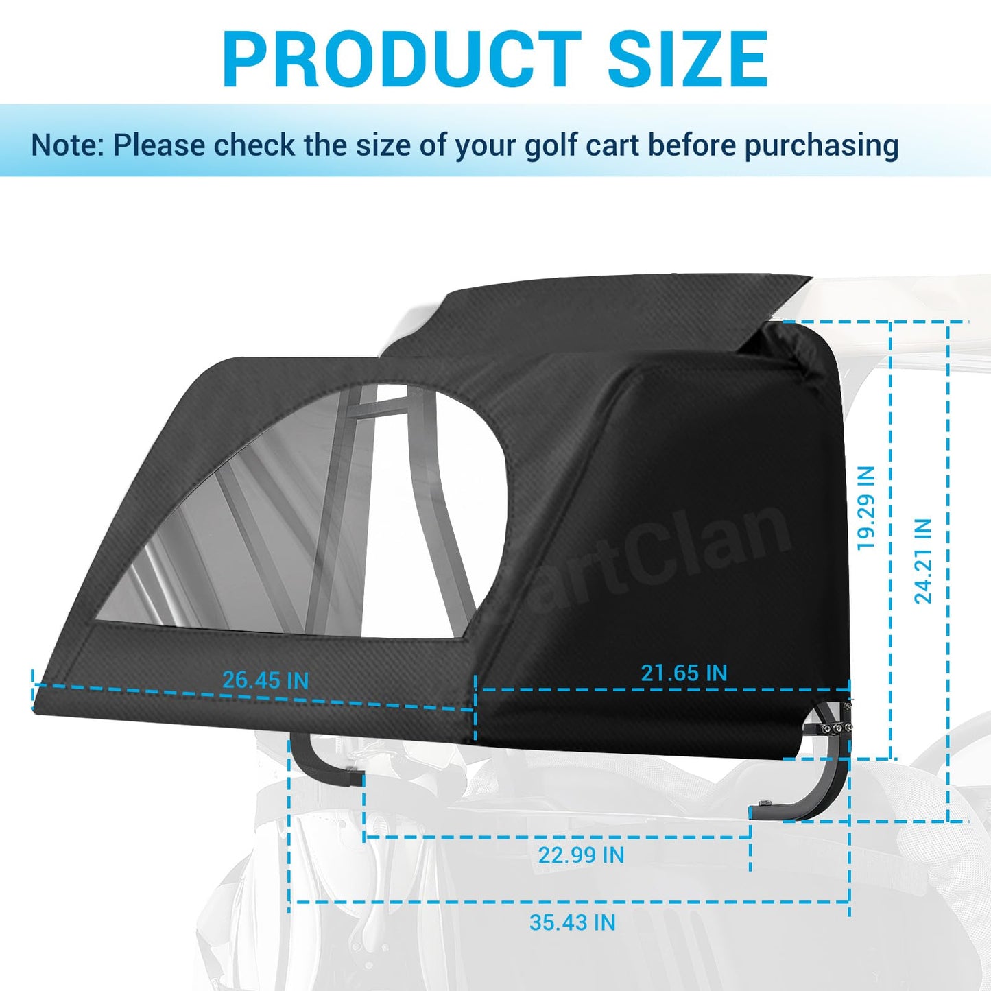Universal Rear Bag Rain Cover Kit, Split Golf Cart Rear Rain Cover Kit Suitable for Most 2-Passenger Club Car EZGO Yamaha Golf Carts - Black