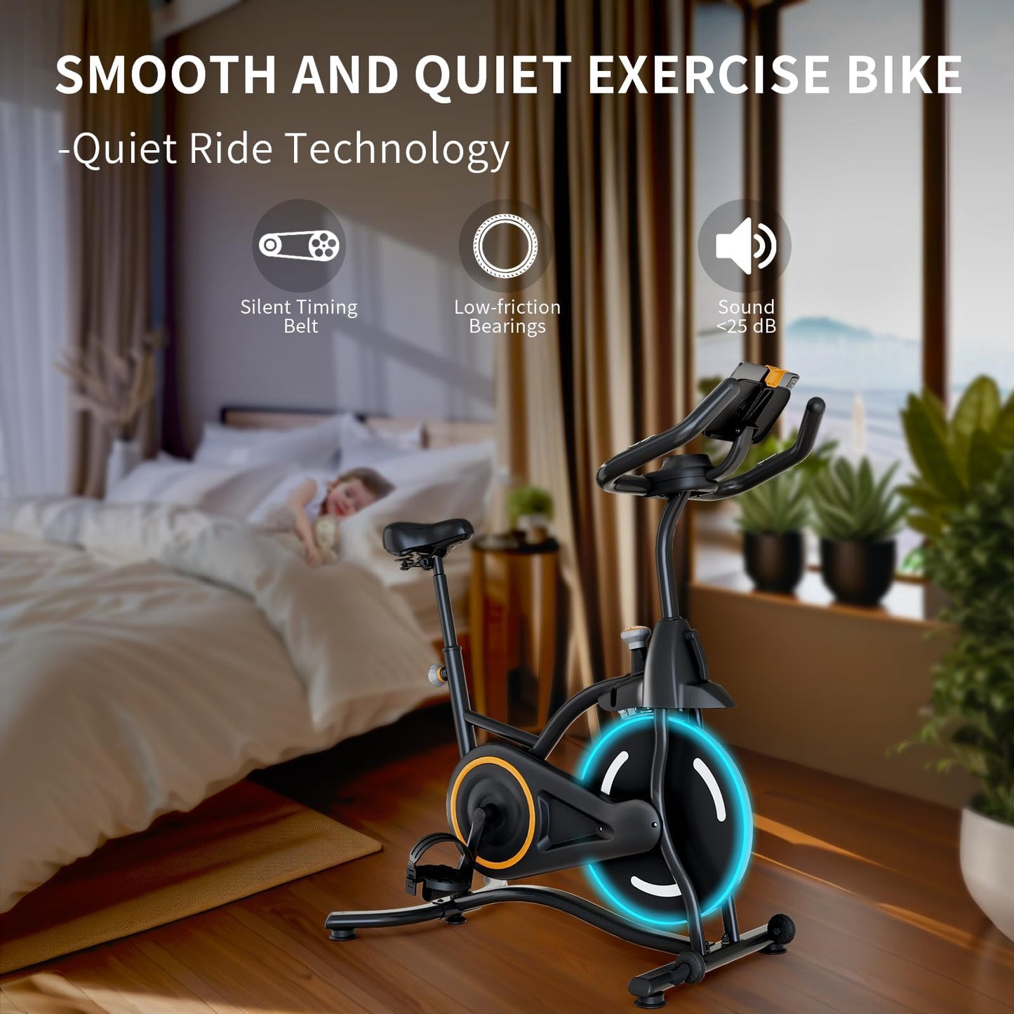 Exercise Bike Stationary Bikes for Home, Adjustable Resistance & Comfortable Seat Workout Bike, Quiet Indoor Cycling Bike with Digital Monitor, Phone Holder, 265LB Capacity of Cardio Workout