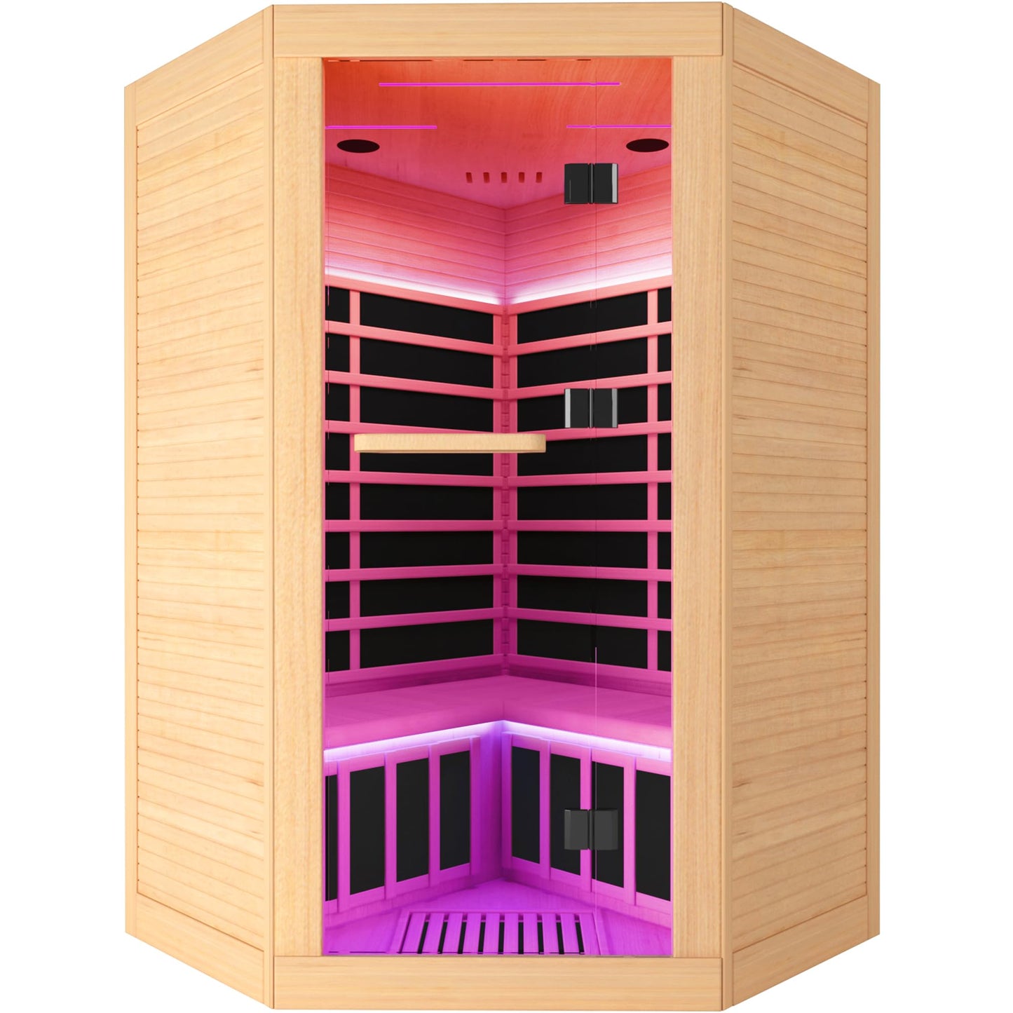 RIGO 2-3 Person Infrared Sauna Cabin — 2180W Home Dry Sauna Cabin with Bluetooth Speaker, Low Electromagnetic Radiation Spruce Wood Interior Dimensions: 47.2 x 47.2 x 74.8 inches
