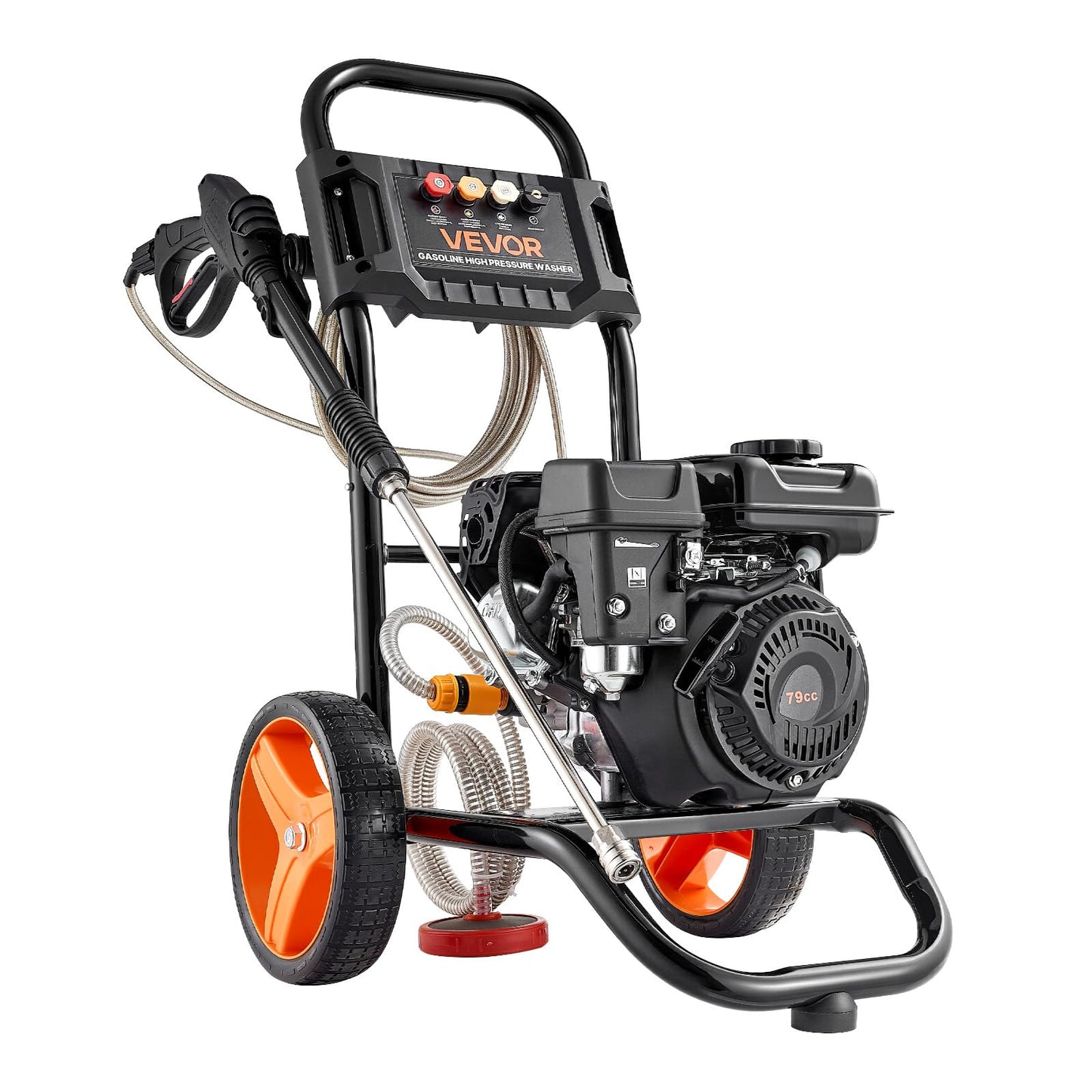 VEVOR Gas Pressure Washer 2900 PSI and 1.85 Max GPM, Upgrade Aluminum Pump with Spray Gun and Wand, 4 Nozzle Set, Gas Powered Pressure Washer for Cars, Fences, Driveways, Homes, Patios, Furniture
