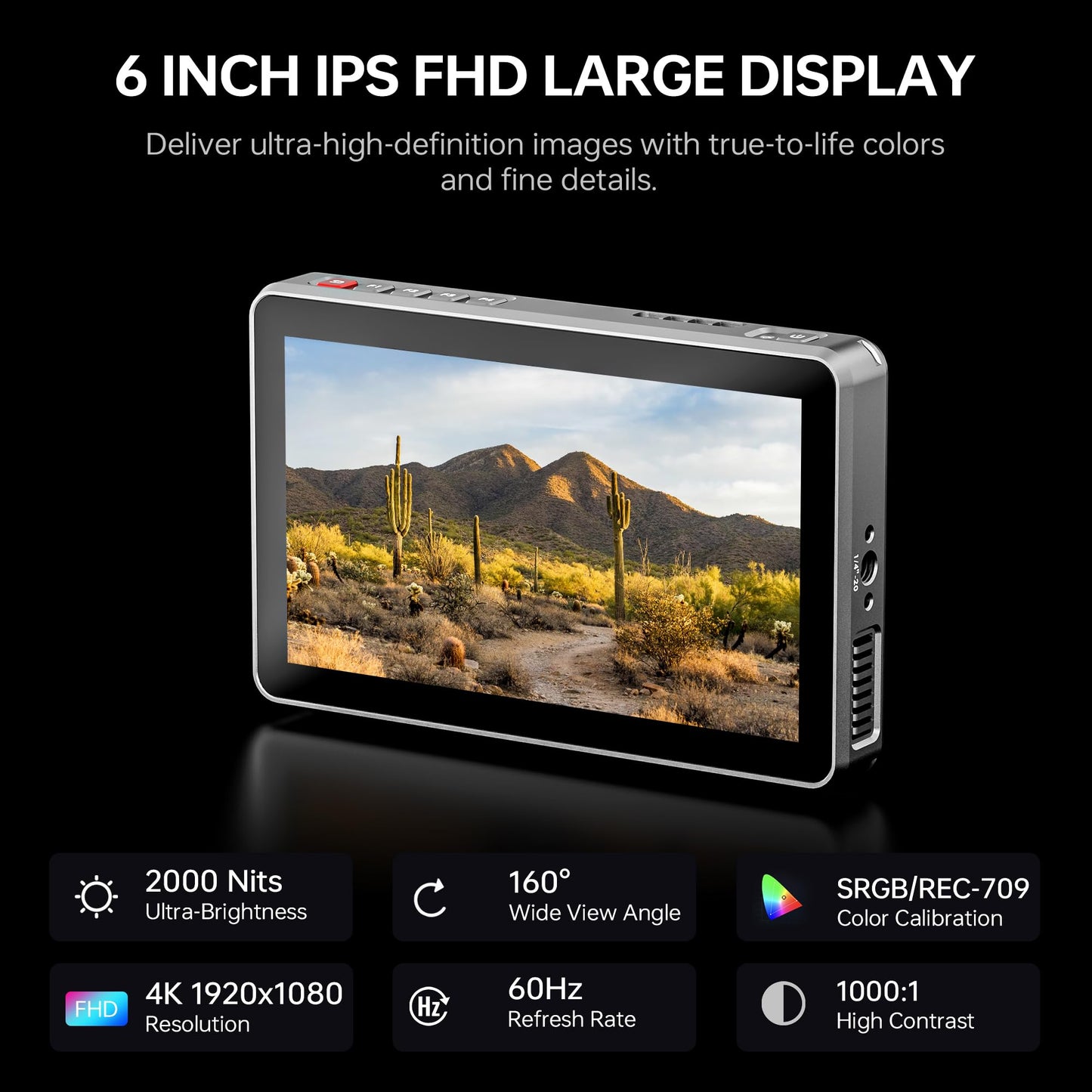 VILTROX DC-X2 2000 Nits Camera Field Monitor Kit with Rig Cage 6 Inch Touchscreen DSLR Monitor with 1920x1080 IPS 4K HDMI Loop in/Out 3D LUTs Waveform Video Peaking Focus Assist Battery Sunshade Hood