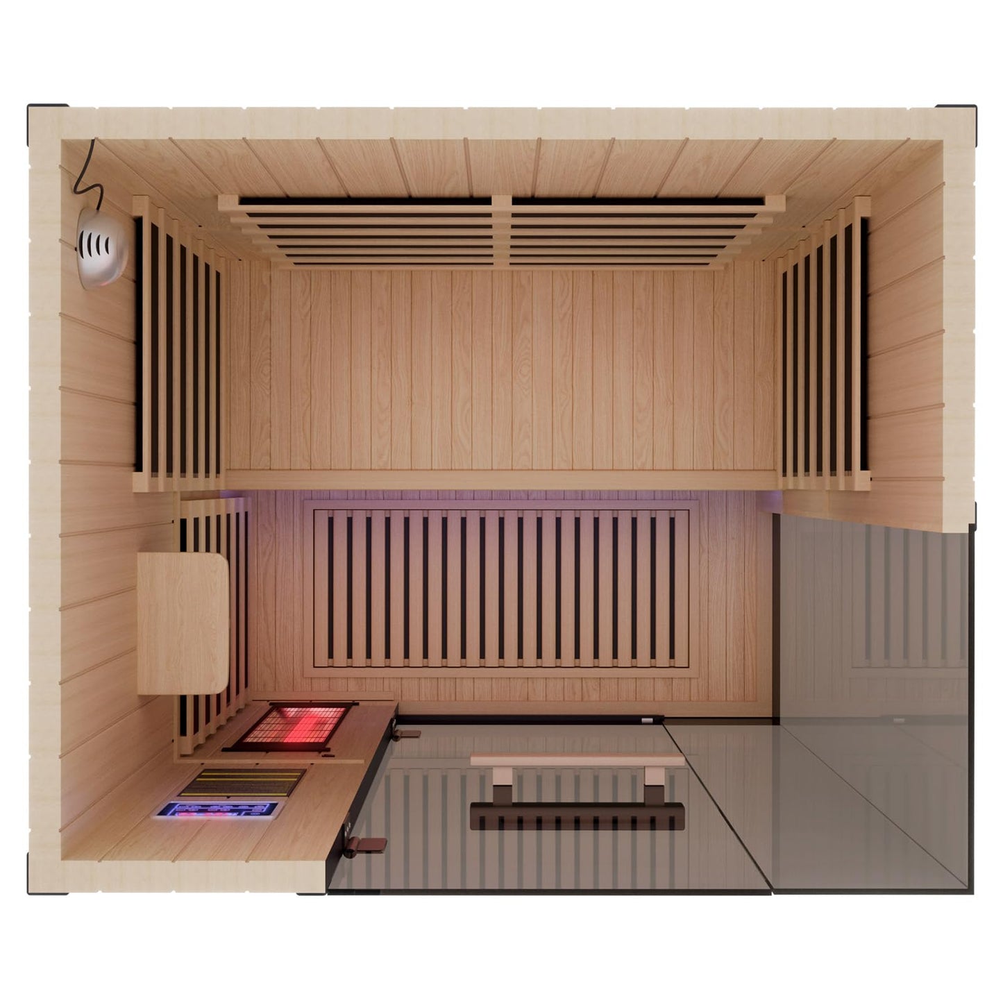 OnxyEdge 2-Person Full Spectrum Infrared Sauna, 1990W - 120V, 12 * 12" Red Light Therapy & 2 Built-in Speakers, Hemlock Wood Indoor Dry Traditional Sauna with Dual LED Controls for Home & Gym