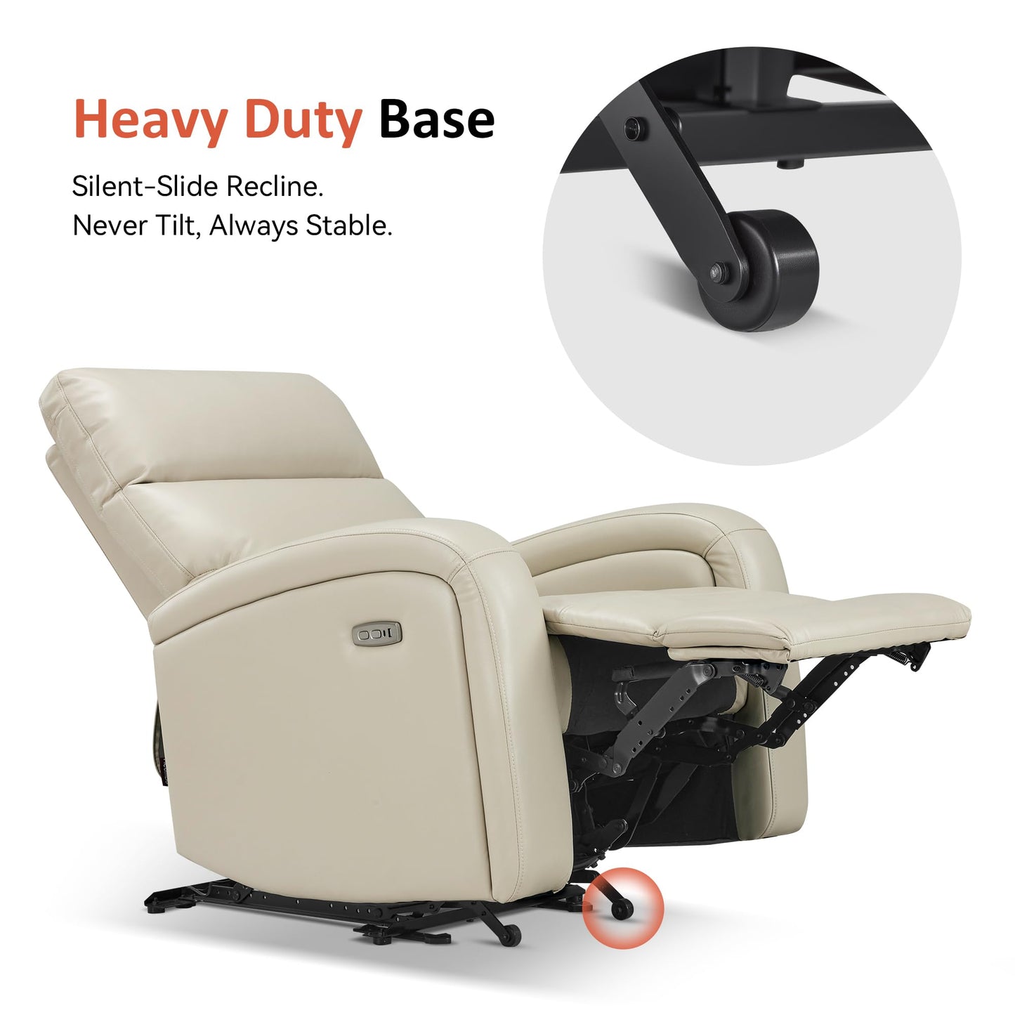MCombo Zero Wall Recliner Chair, Power Wall Hugger Recliner with USB & Type-C Dual Charge Ports, for Small Space, Living Room, RV PR644 (Beige)
