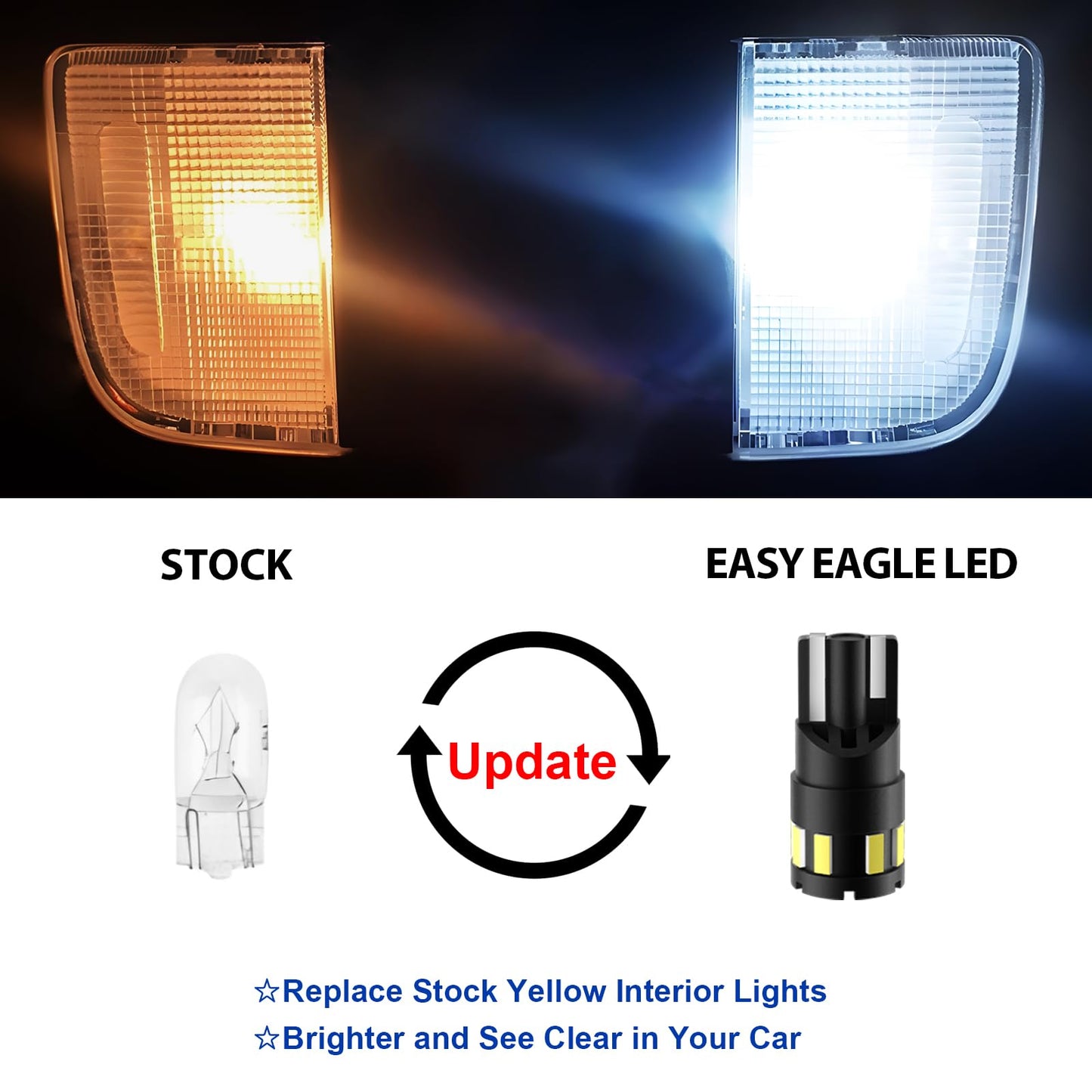 EASY EAGLE LED Interior Car Lights Kit - 12 White LED Bulbs for Chevy Silverado/GMC 1999-2006 - Super Bright 6000K