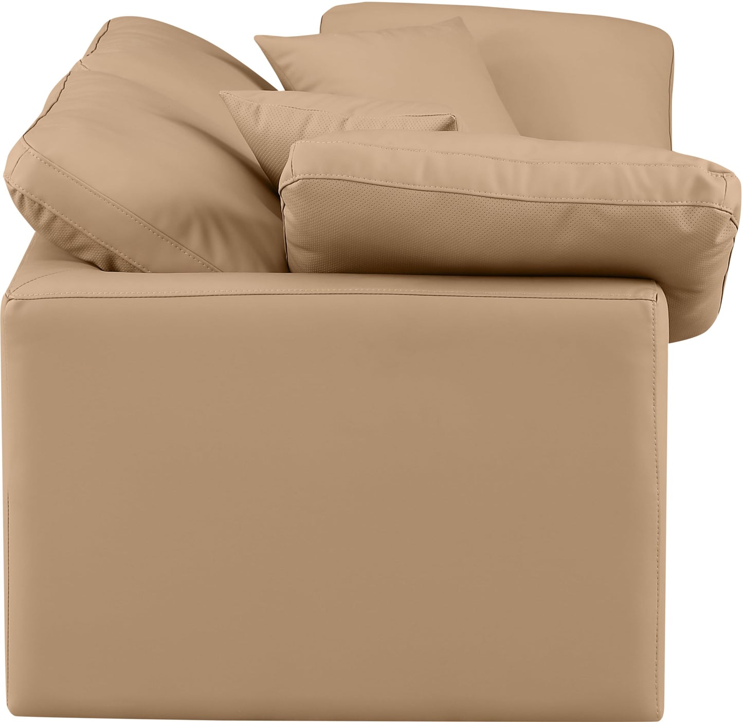 Meridian Furniture 146Tan-S70 Indulge Collection Modern | Contemporary Modular Sofa with Soft Tan Durable Vegan Leather, Fiber-Filled Cushions, Modular, 70" W x 35" D x 32" H, Tan