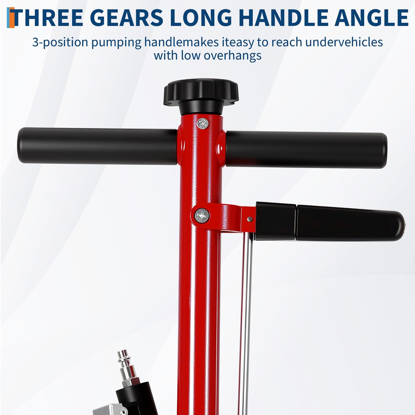 GarveeTech 35 Ton Air Hydraulic Floor Jack for Heavy Duty Trucks & Tractors – Low Profile (10"-21.19"), 4 Adapters, 46" Adjustable Handle – 77,000 Lbs Capacity