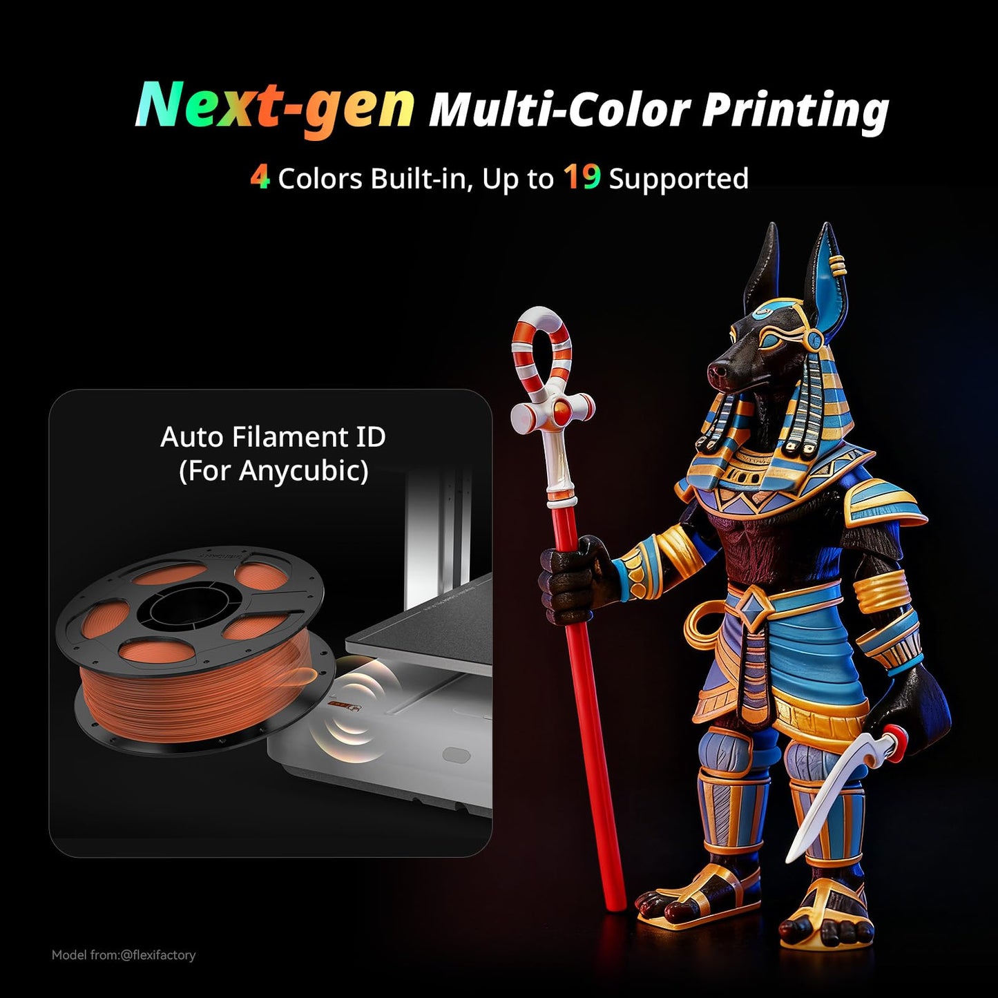 Anycubic Kobra X Multicolor 3D Printer, Easy Setup with Native 4-Color Printing Up 19 Color, 600mm/s Fast 3D Printing, AI Camera, Quiet 45dB, 260mm³, FDM for Kids Beginners Family Makers Professional