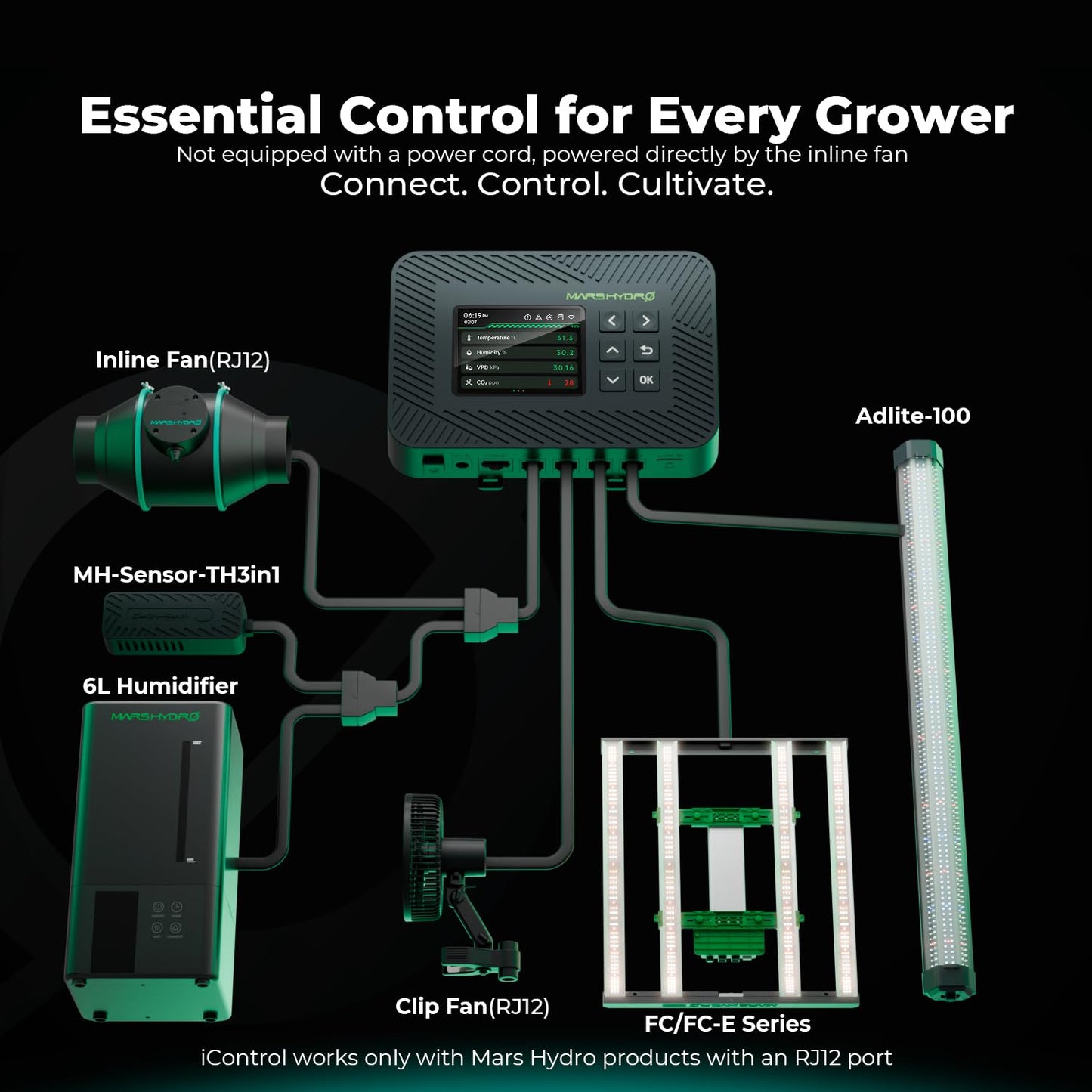 Mars Hydro 3x3 Smart Grow Tent Kit Complete System with WiFi-Integrated Controller 43,FC-E3000 APP Control Dimmable 1184Pcs Grow Light,1680D High Reflective Mylar,4inch Automatic Ventilation System