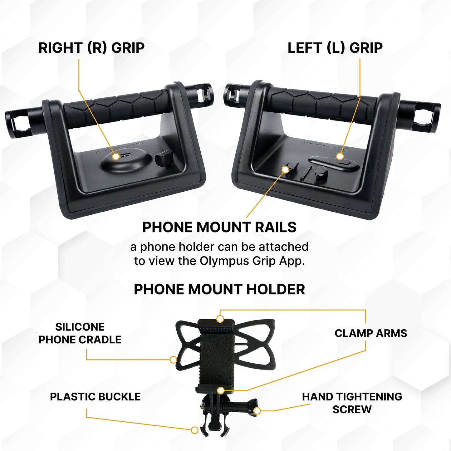 Ultimate Fitness Strength Trainer iOS App & Portable Hand-Held Calisthenic Gym - Olympus Grip by Fitnix