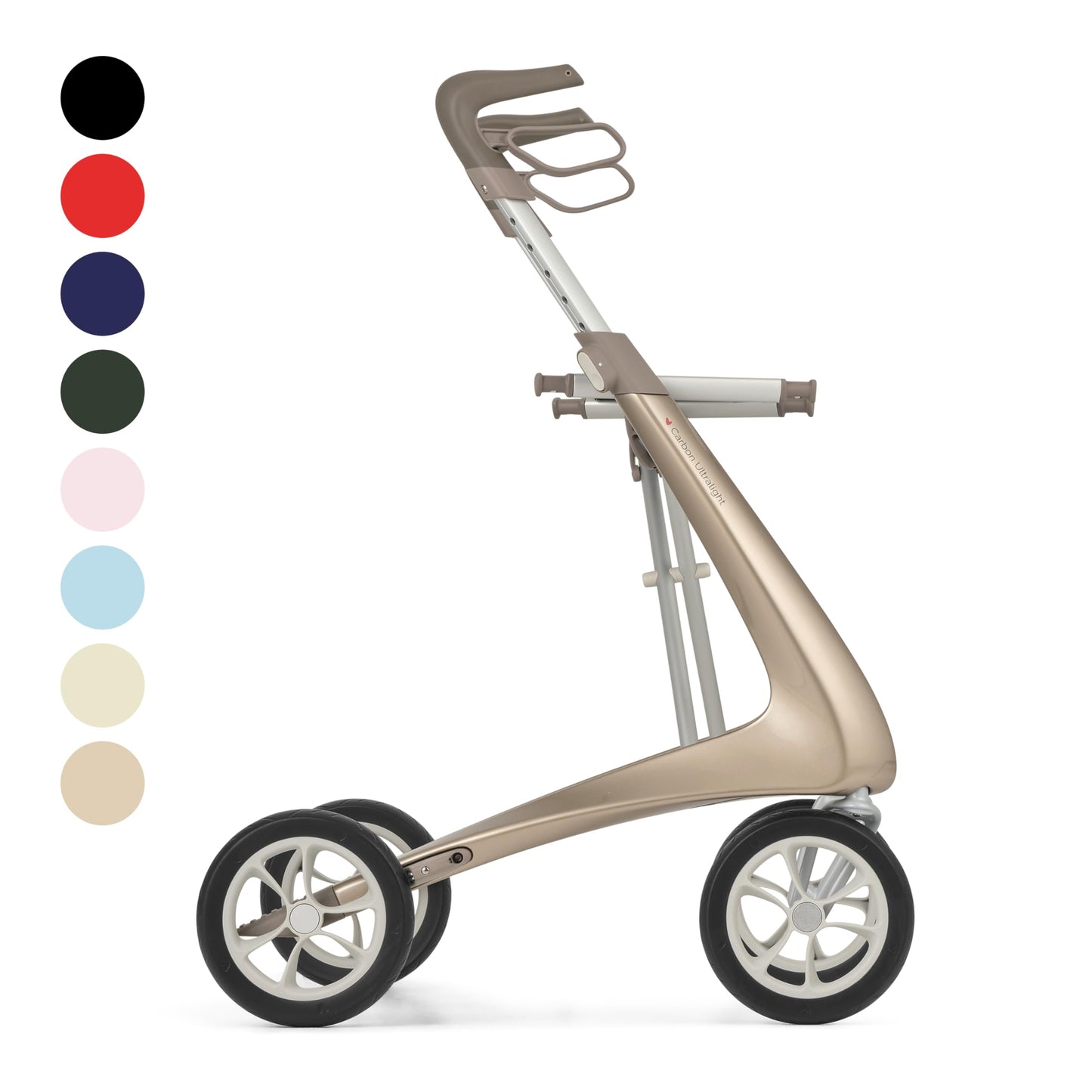 byACRE Carbon Ultralight Rollator Walker - World's Lightest Carbon Rollator - Only 10.6 lbs | Indoor and Outdoor Use | Foldable with seat and Easy to Travel with (Champagne Gold, Wide Track)