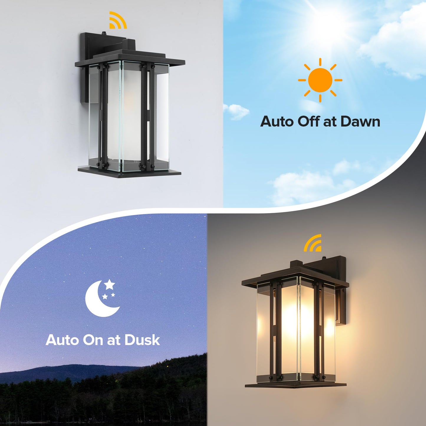 LUTEC Outdoor Wall Sconce, Craftsman Style, Waterproof, Matte Black, E26 Base, Pack of 2, Model 5273003012