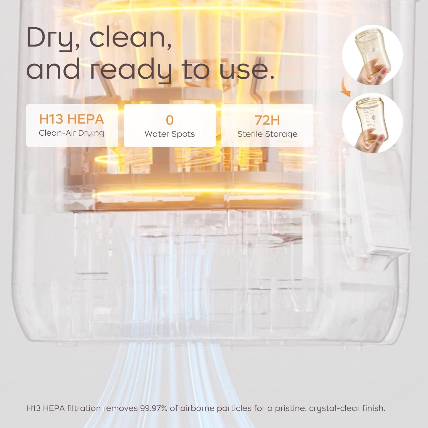 Bc Babycare Clarvion Baby Bottle Washer, Sterilizer & Dryer with 72-Hour Hygienic Storage – Deep Clean >99.99% Germs | BPA-Free | Up to 6 Bottles & Pump Parts
