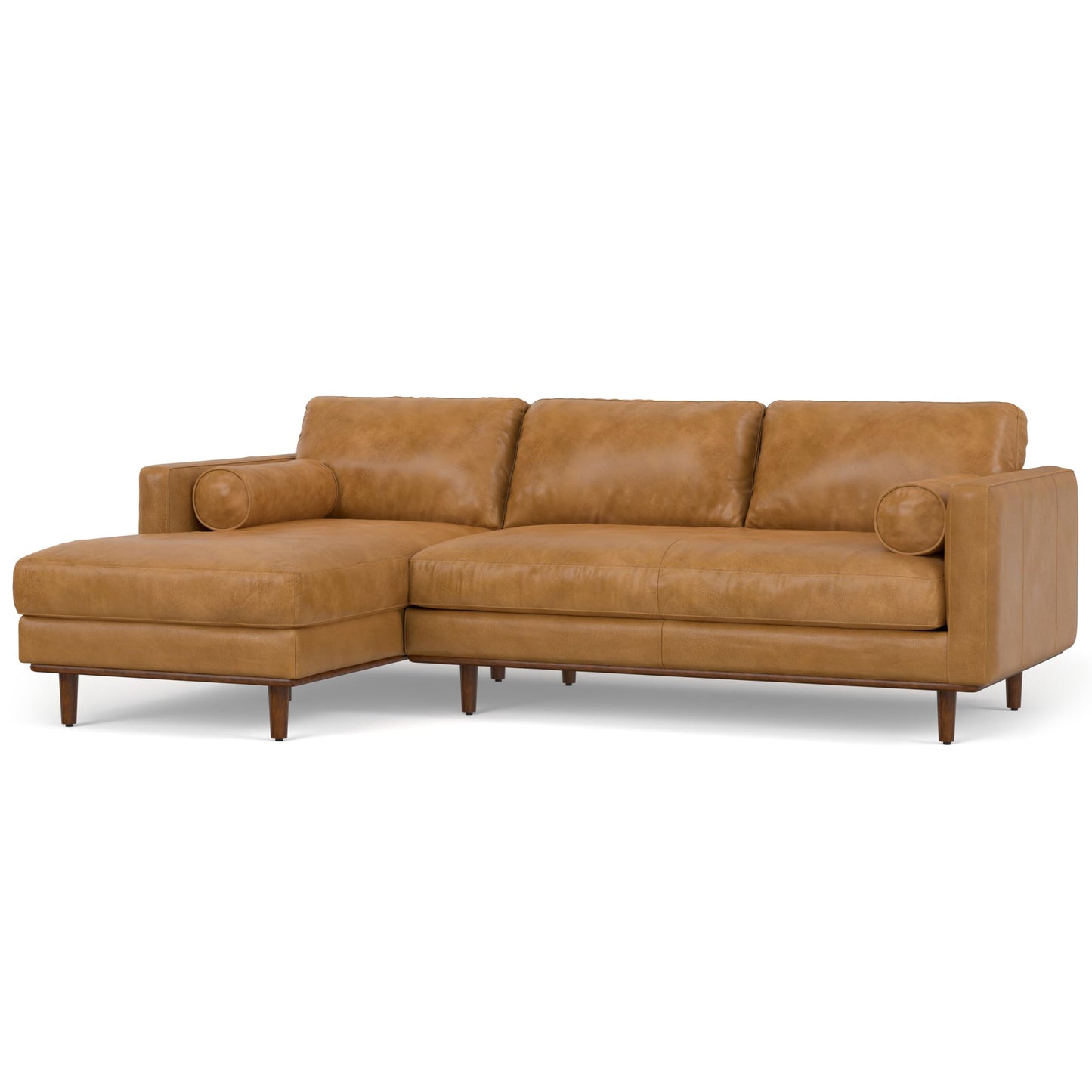 SIMPLIHOME Morrison Left Sectional Sofa in Full-Grain Genuine Leather, Sienna, 102-inches Wide, L-Shaped Leather Couch with Left Chaise for The Living Room and Family Room