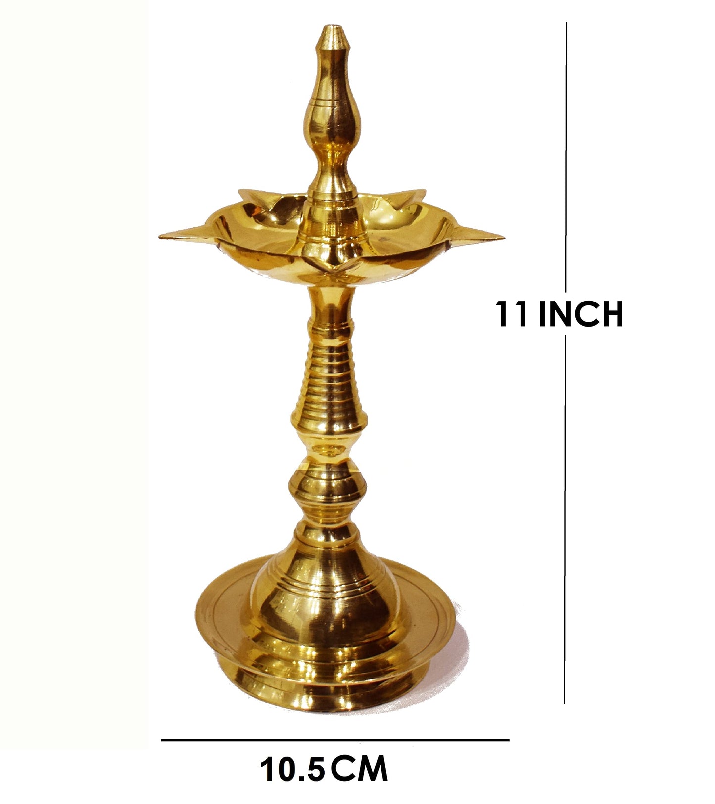 Craftsman Kerala Diya 11 Inch Pure Brass Oil Lamp Pack of 2 Golden Engraved Design