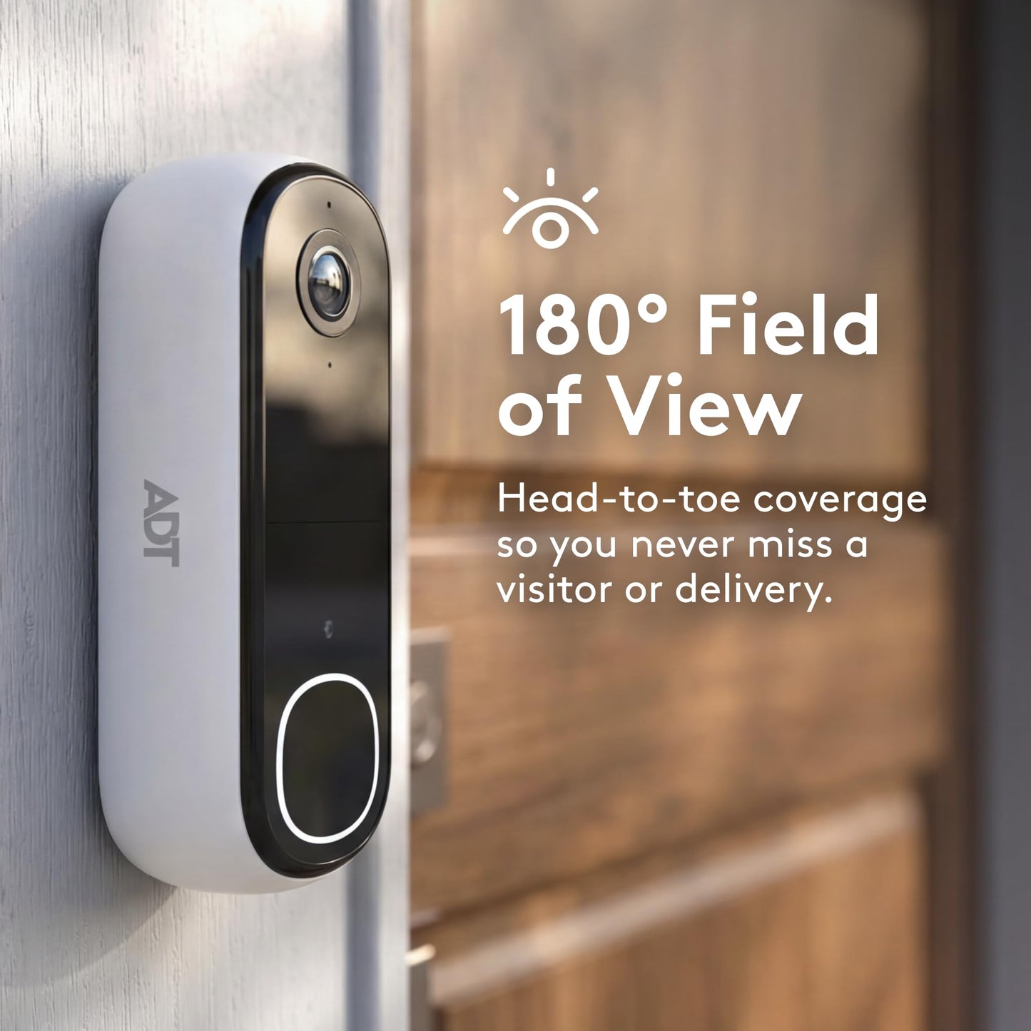ADT Blu Doorbell Camera Kit, DIY Home Security System with 2K HD Smart Video Doorbell, 180 Degree View, Wireless, Night Vision, Weather Resistant, Door/Window Sensors, ADT+ App Control