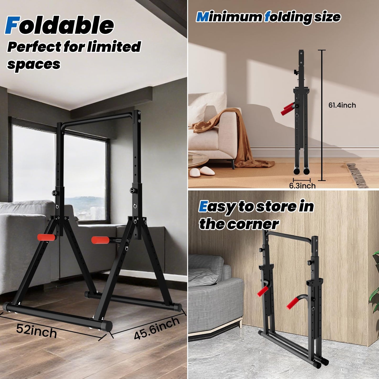 DOBESTS Power Tower Pull Up Bar Free Standing, Adjustable Foldable Pull Up Station, Home Gym Strength Training Equipment 700LBS