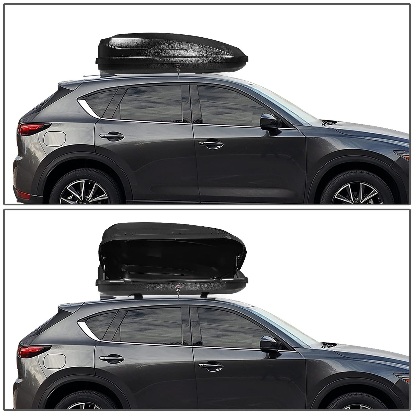 DNA Motoring Universal Heavy Duty Roof Storage Box Rooftop Cargo Carrier Luggage Case w/Keys,12.7 cu. ft. / 360L, PT-ZTL-8293-BK