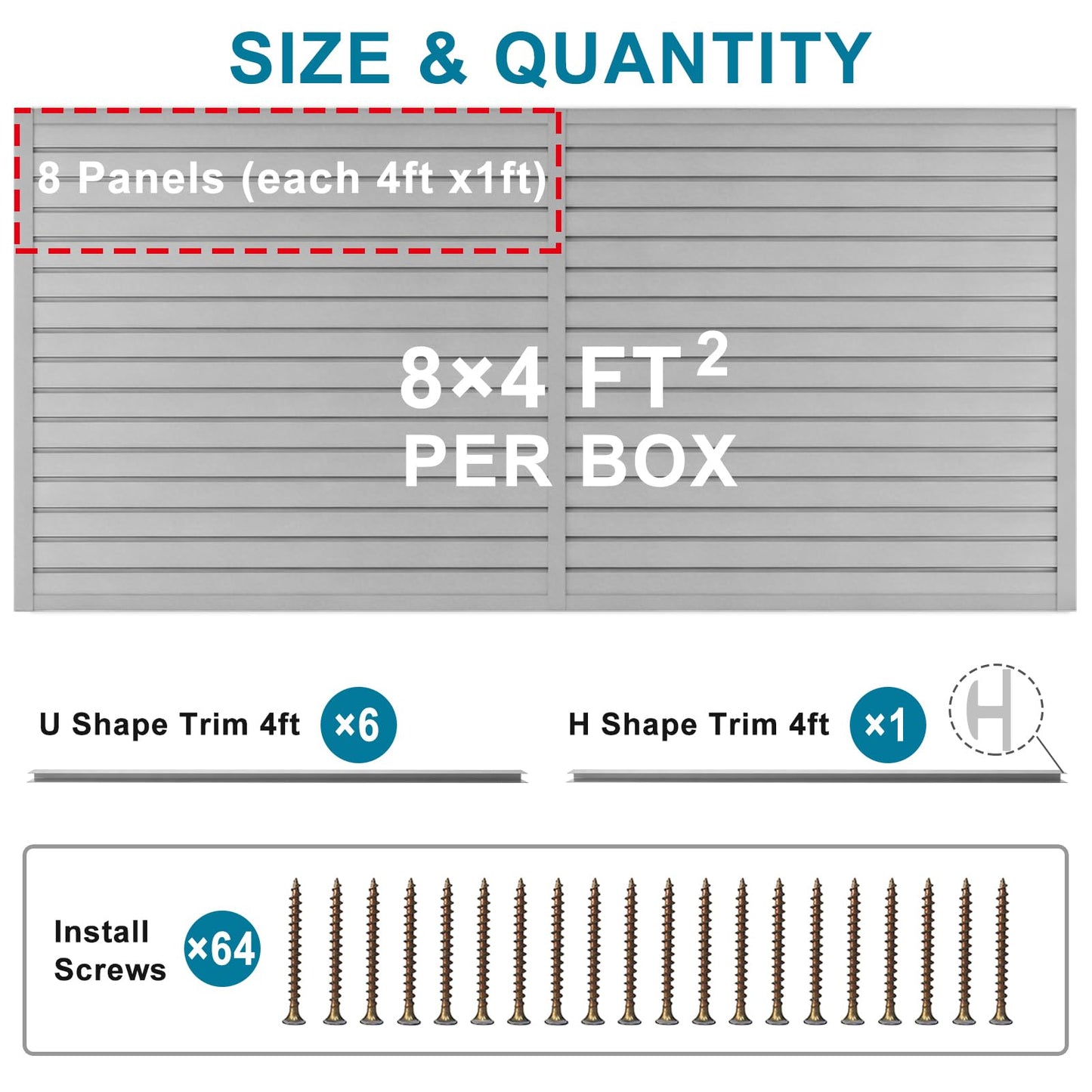 Dmprosel PVC Slat Wall Paneling 4x8 ft, Gray Slatwall Panel for Garage Organization Storage System, Garage Wall Organizer, Waterproof Slat Board for Bathroom, Laundry Room, Garden Tool