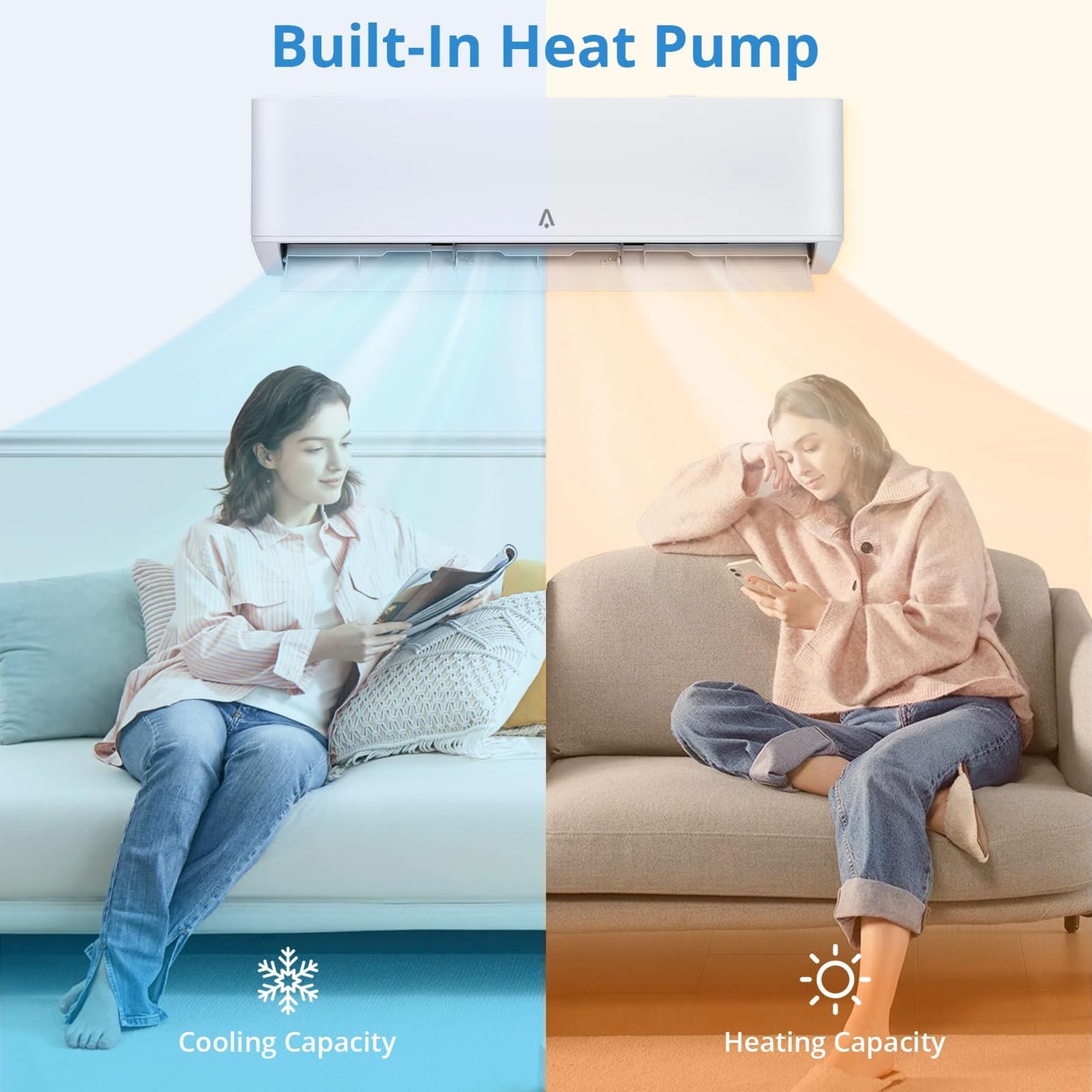 IDEALHOUSE 24,000 BTU Mini Split Air Conditioner and Heat Pump, 21 SEER2 Ultra Quiet 208-230V Ductless AC with WiFi & Alexa Control, Cools/Heats up to 1500 Sq.Ft, Easy Installation Kit