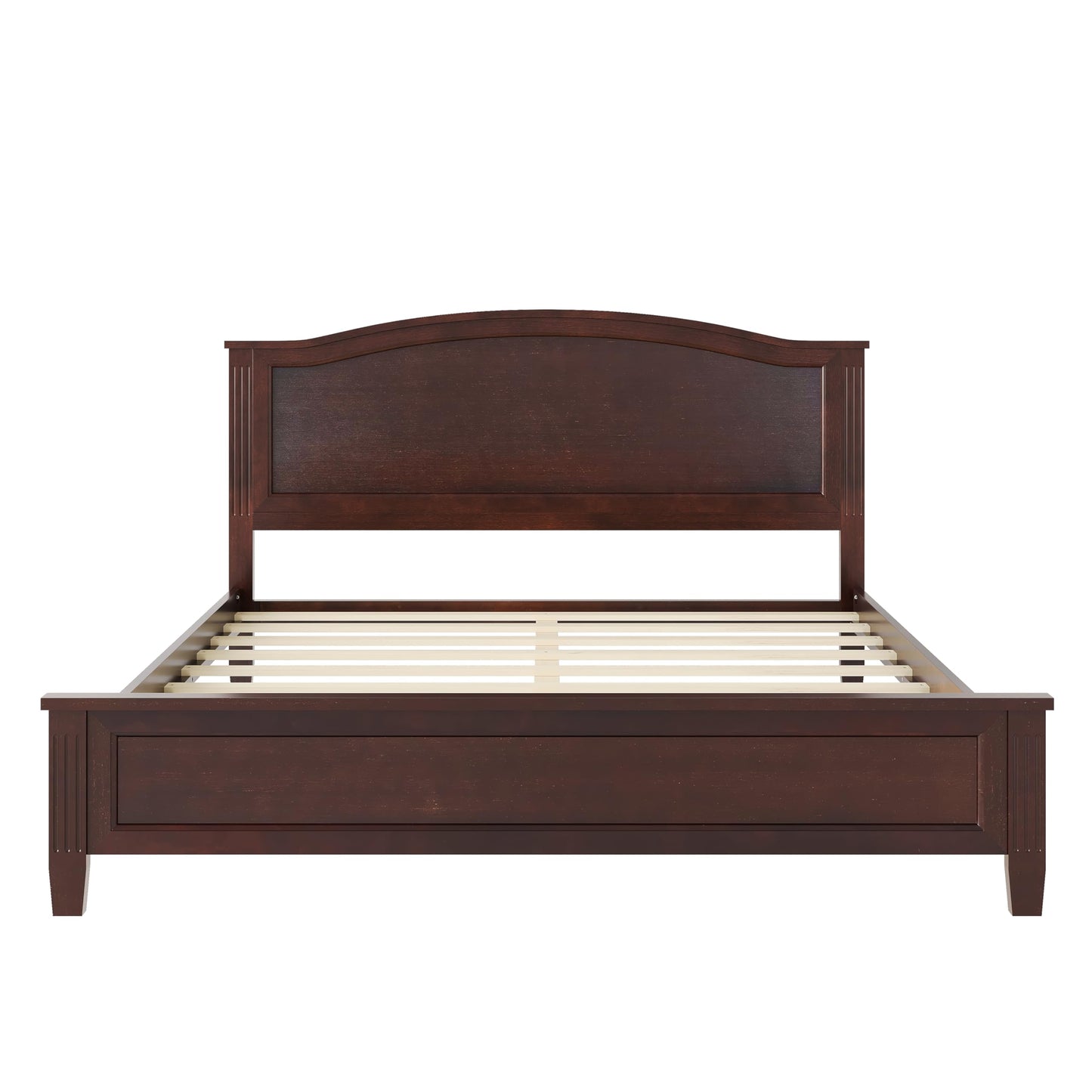Merax Queen Size Classic Platform Bed with Headboard, Wood Bed Frame with Sturdy Slat and Support Legs, Underbed Storage Space, No Box Spring Needed, Espresso